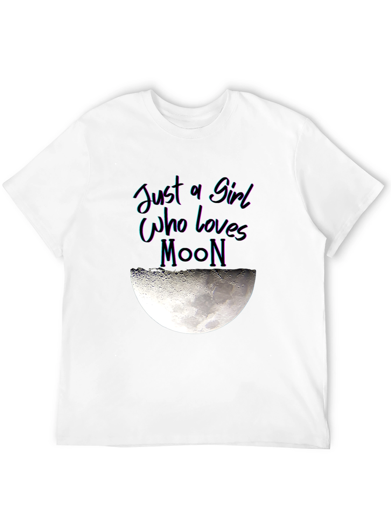 Black Just a Girl Who Loves Moon Graphic T-Shirt view 12