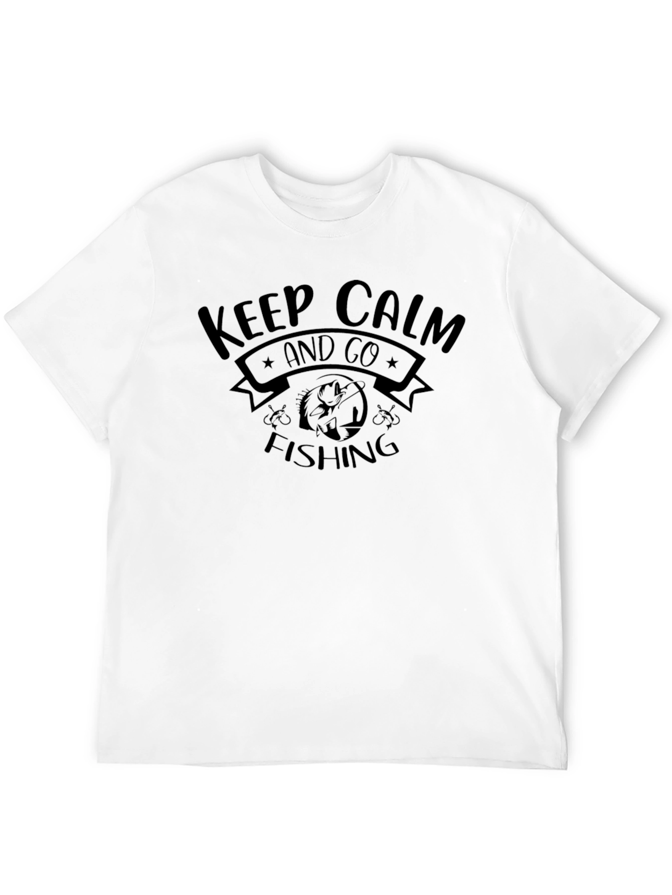 Black Keep Calm and Go Fishing Black T-Shirt view 12