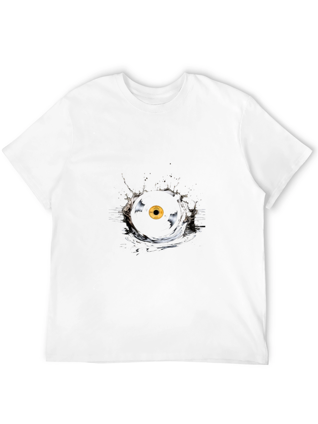 Black Vinyl Record Splash Graphic T-Shirt - Cool Music Tee view 12