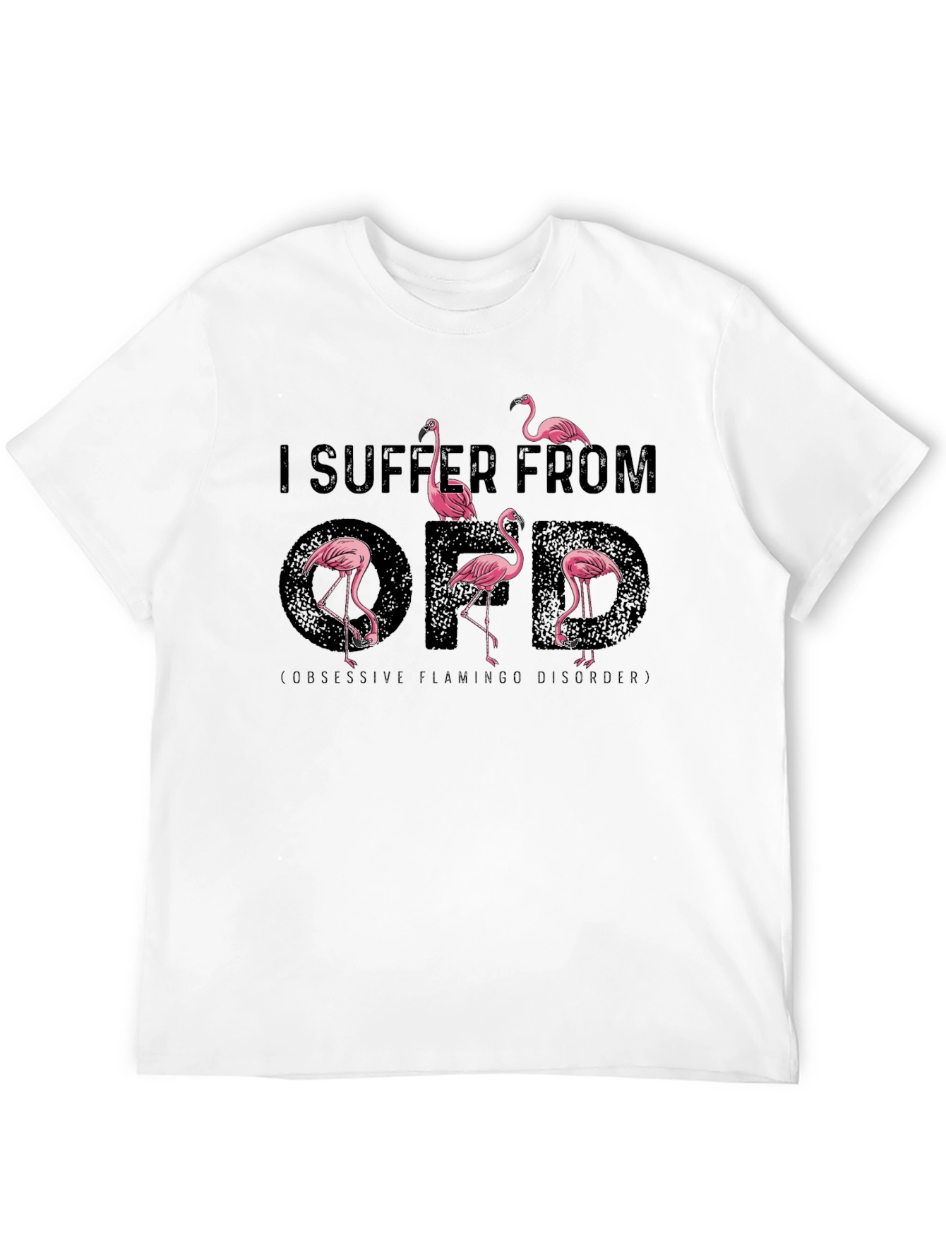Black Obsessive Flamingo Disorder T-Shirt view 12
