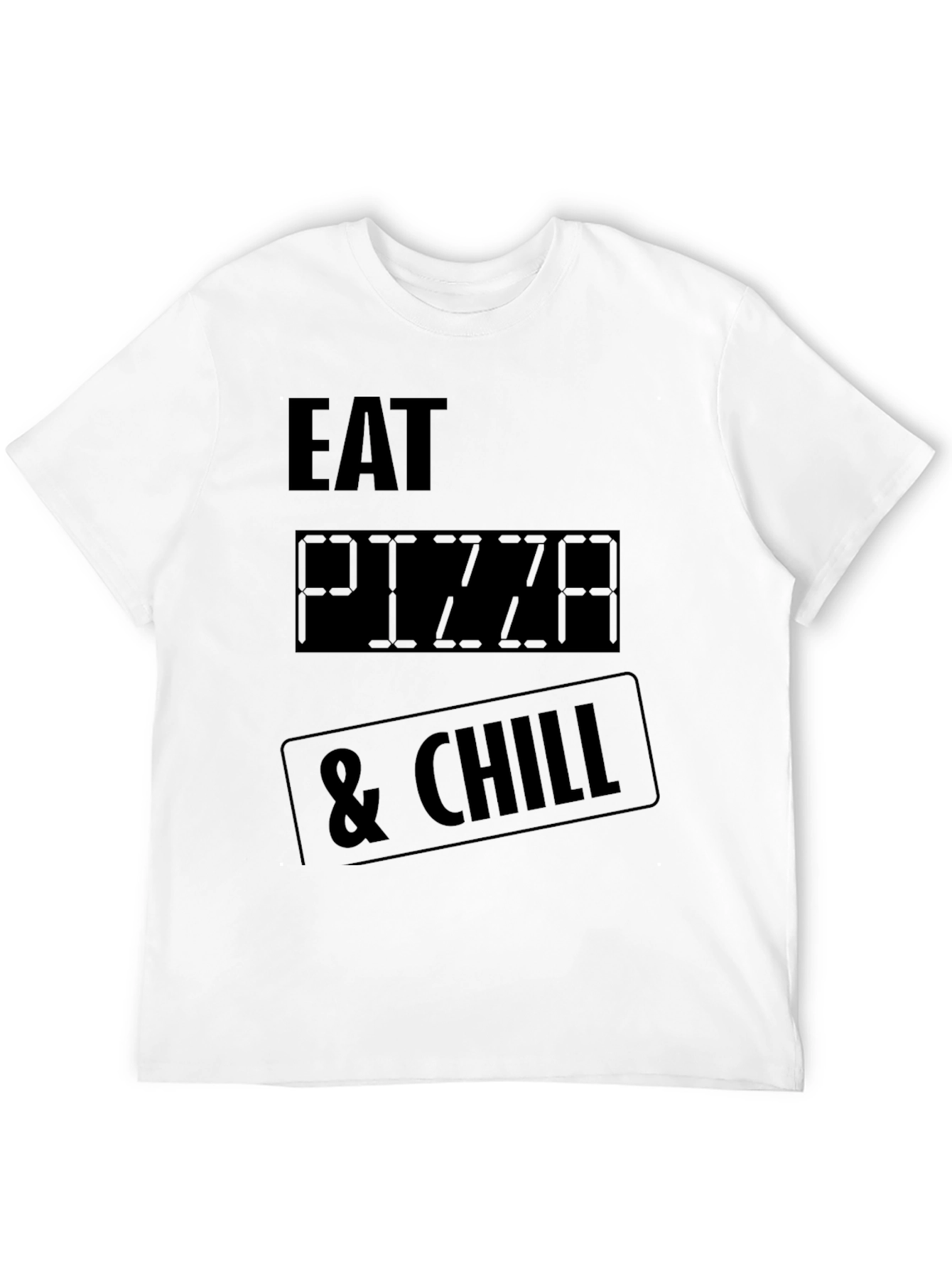 Black Eat Pizza & Chill Graphic Tee - Black Crew Neck T-Shirt view 12