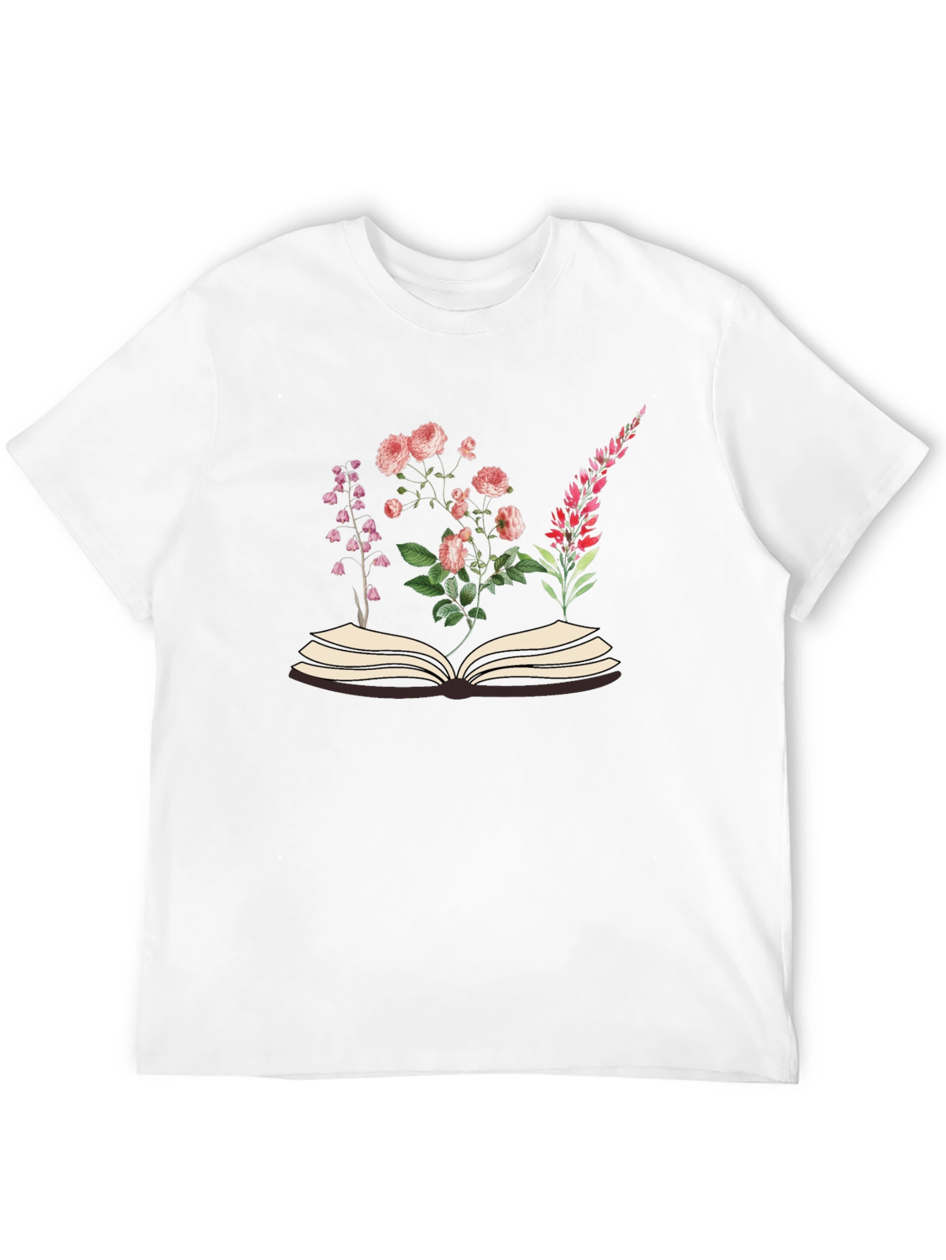 Black Floral Book T-Shirt - Stylish Botanical Design view 12