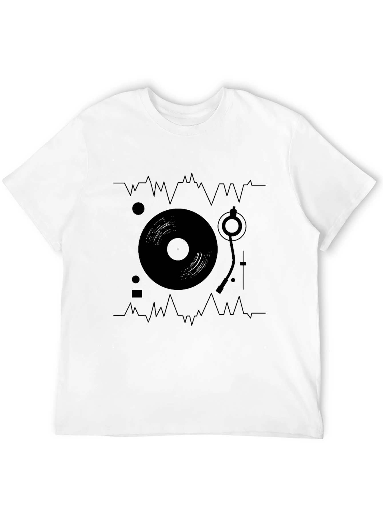Black DJ Turntable Graphic Tee - Black Cotton T-Shirt view 12
