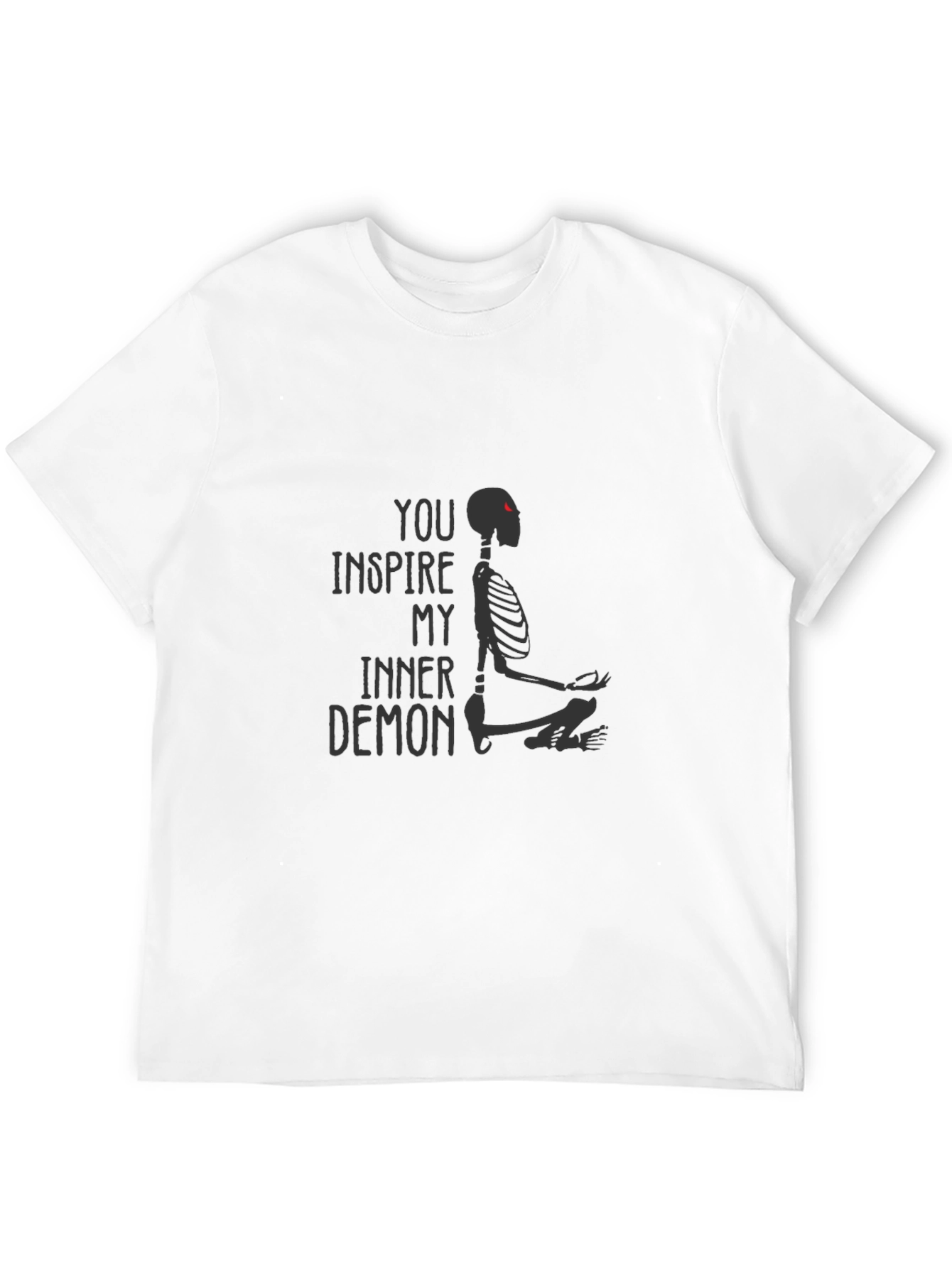 Black Inner Demon Graphic Tee - Meditating Skeleton Design view 12
