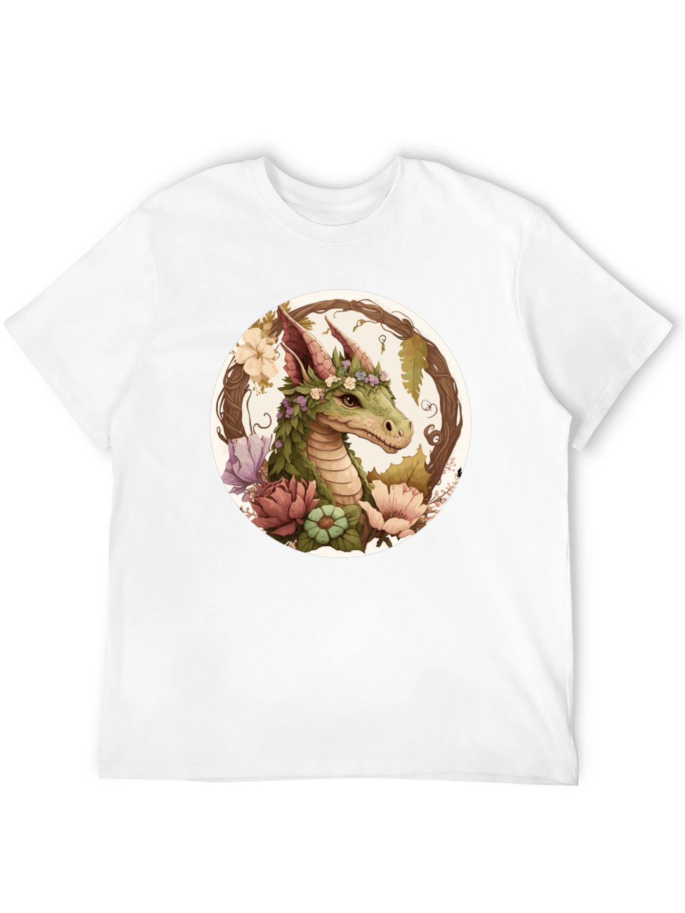 Black Floral Dragon T-Shirt - Unique Fantasy Tee view 12