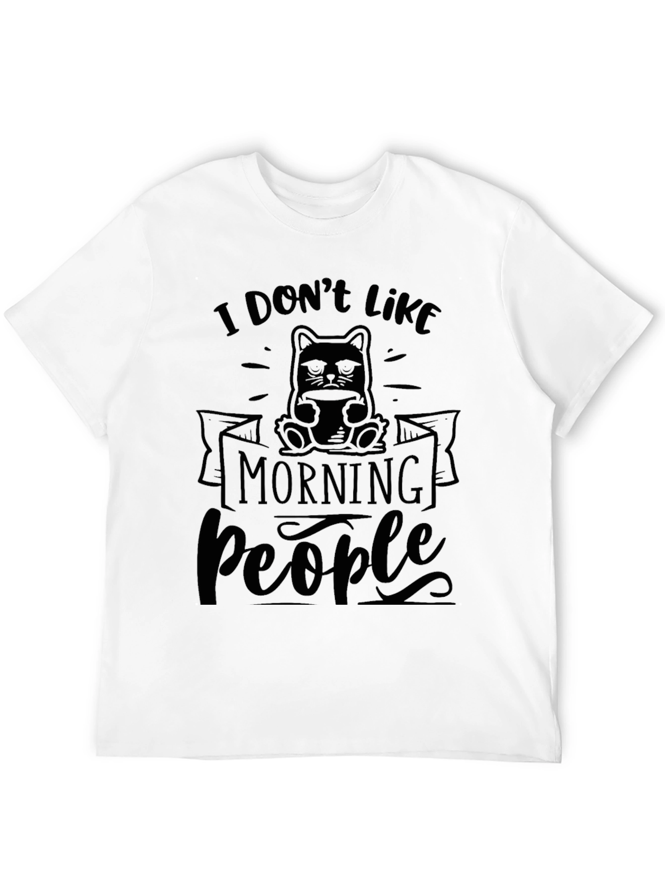 Black Funny Cat 'Morning People' Graphic Tee view 12