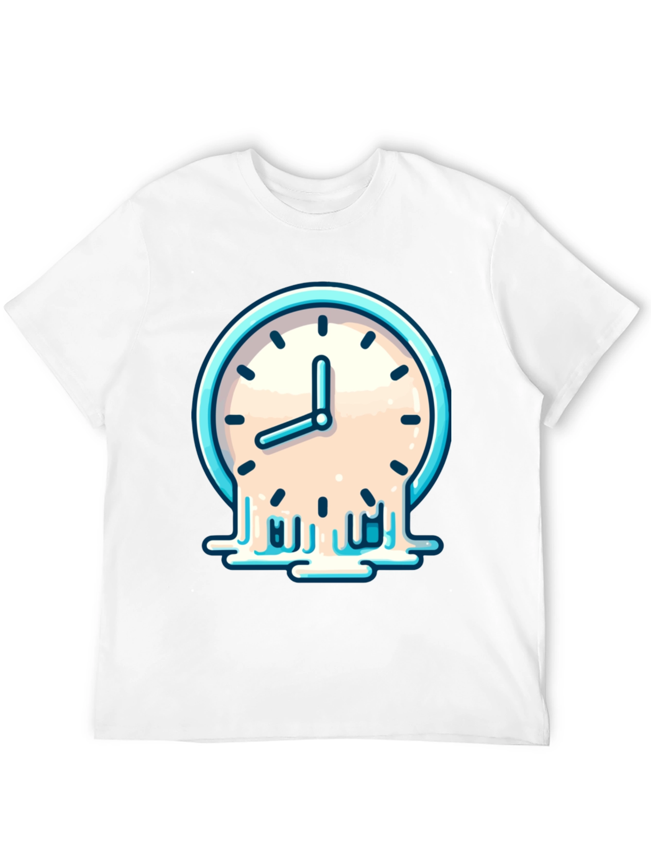 Black Melting Clock Graphic T-Shirt - Black Cotton Tee view 12