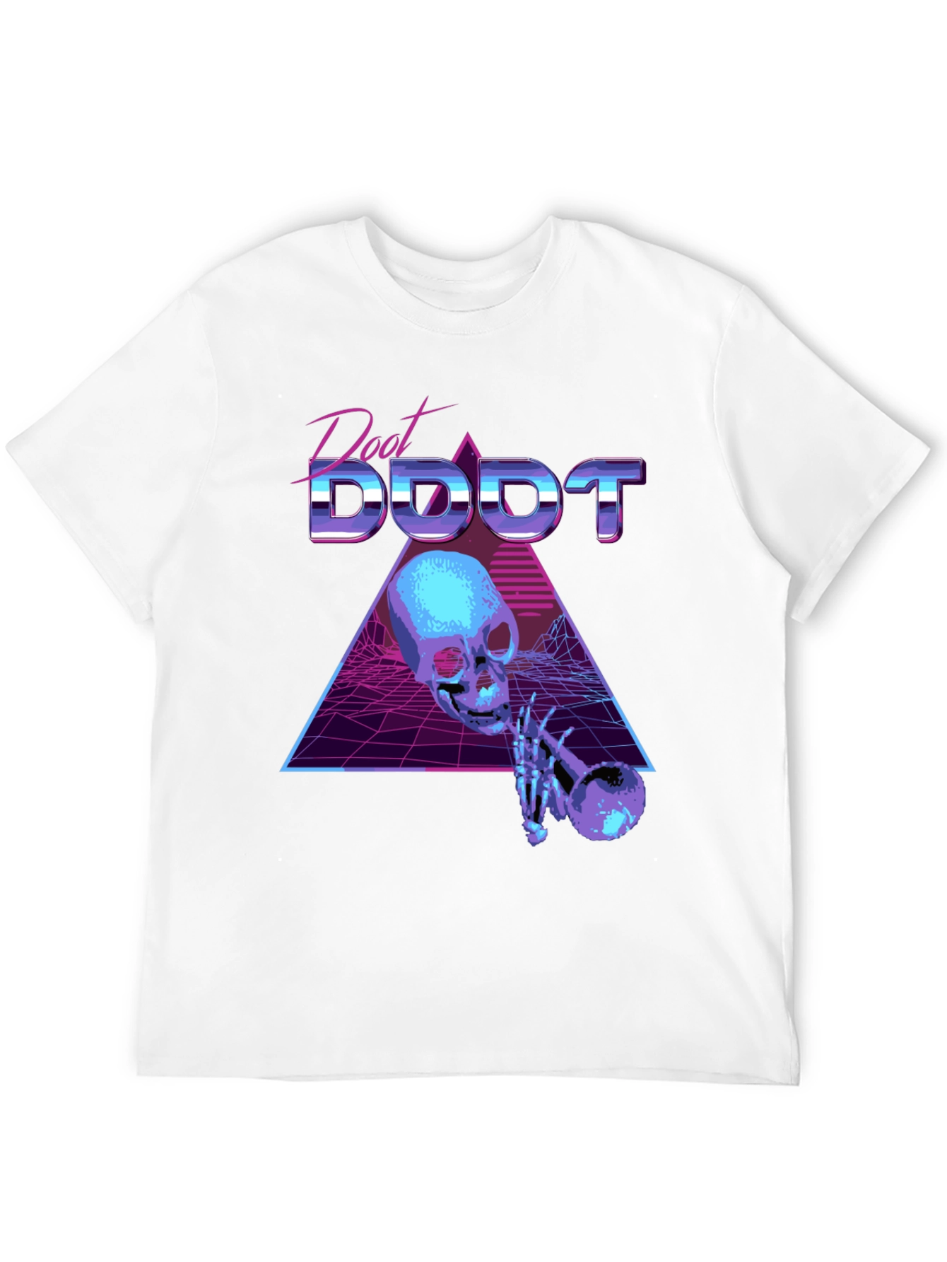 Black Synthwave Skeleton Trumpet Graphic Tee view 12