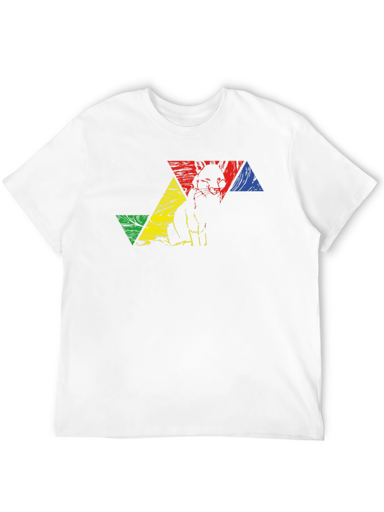 Black Geometric Fox Graphic Tee - Black Crew Neck view 12