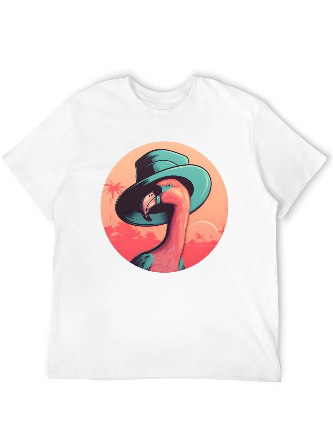Black Flamingo in Hat Graphic Tee - Tropical Vacation Style view 12
