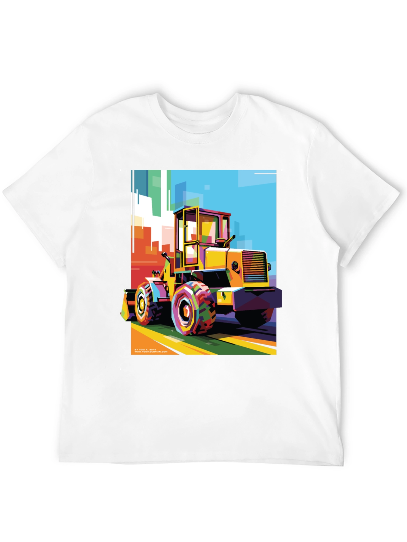 Black Bold Graphic Print T-Shirt - Construction Loader Art view 12