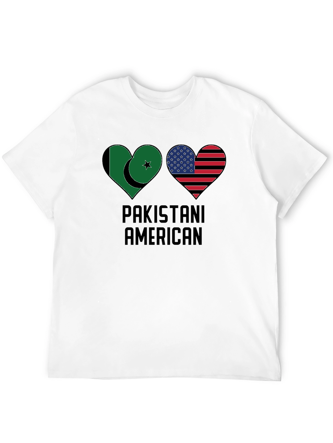 Black Pakistani American Heart Flag T-Shirt view 12