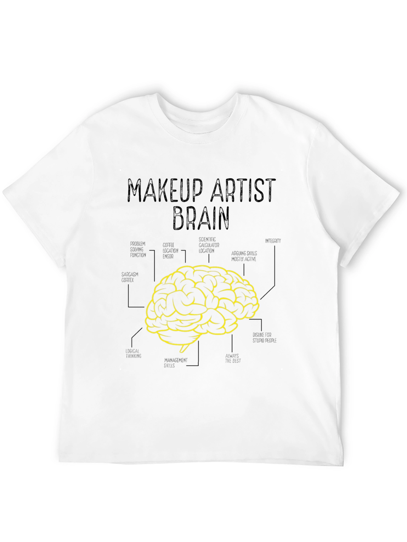 Black Makeup Artist Brain T-Shirt - Creative Graphic Tee view 12