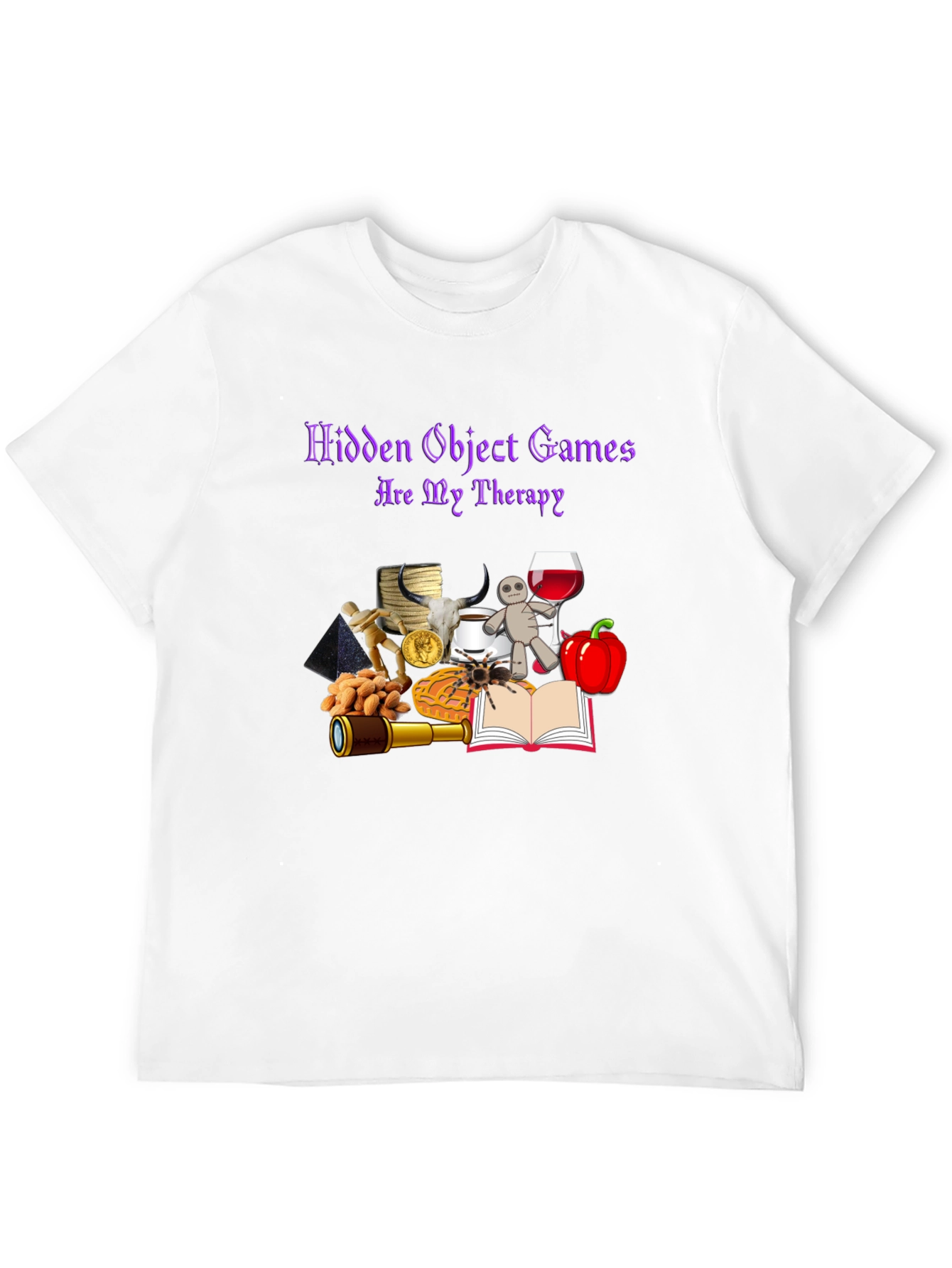 Black Hidden Object Games Therapy T-Shirt view 12