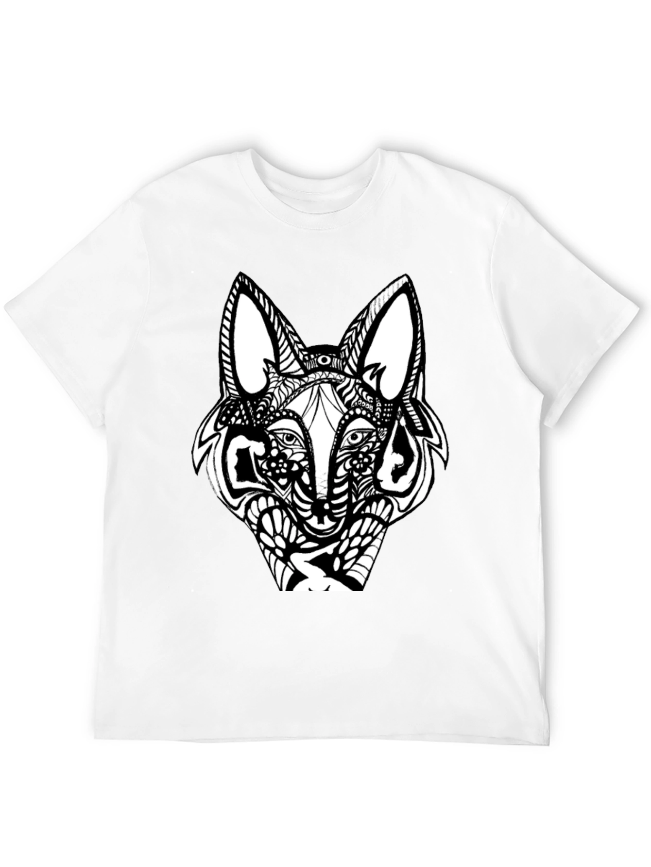 Black Abstract Wolf Graphic Black T-Shirt view 12