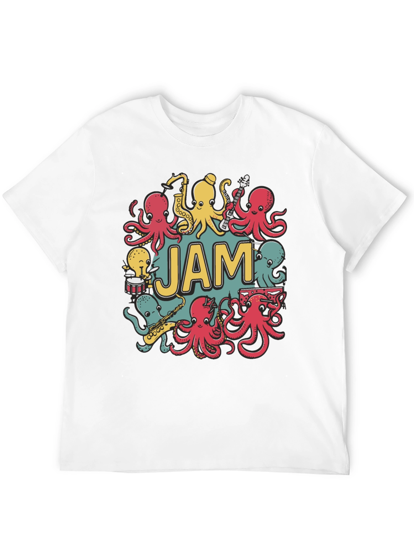 Black Octopus Jam Band Graphic T-Shirt - Black Cotton Tee view 12
