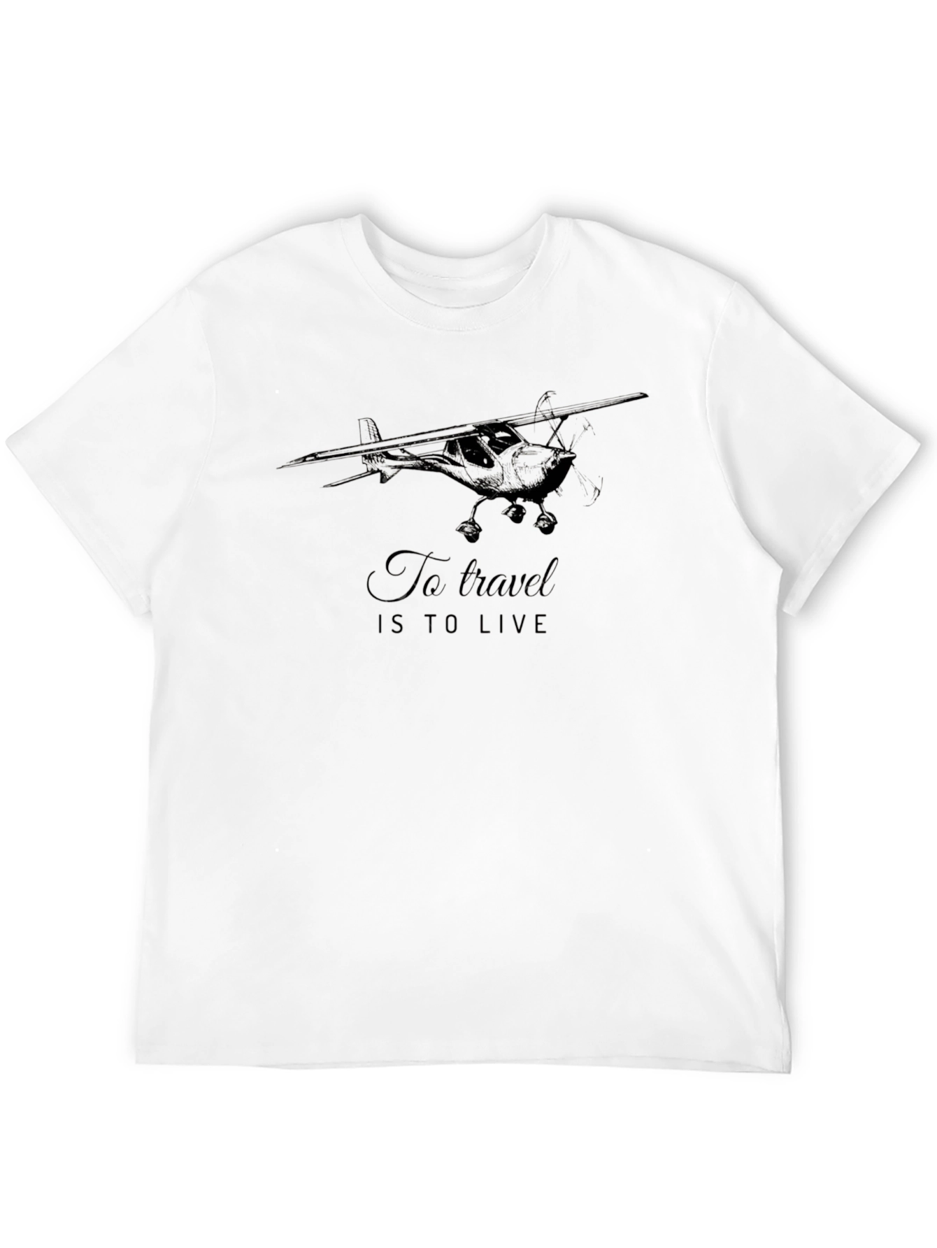 Black Black Travel T-Shirt: Go Travel Is To Live Airplane Graphic Tee view 12