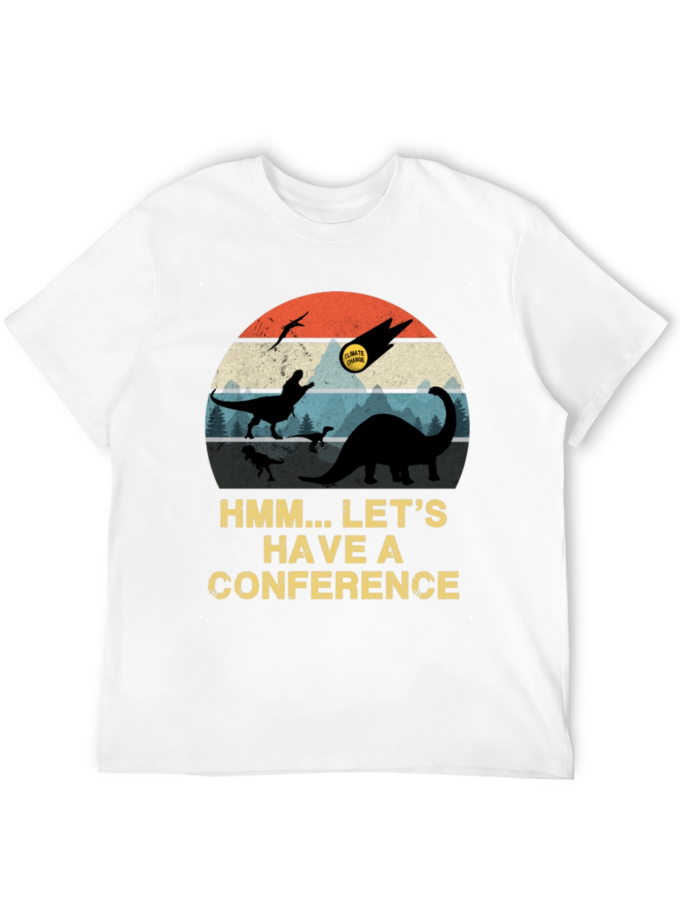 Black Dinosaur Climate Change Conference Graphic T-Shirt view 12