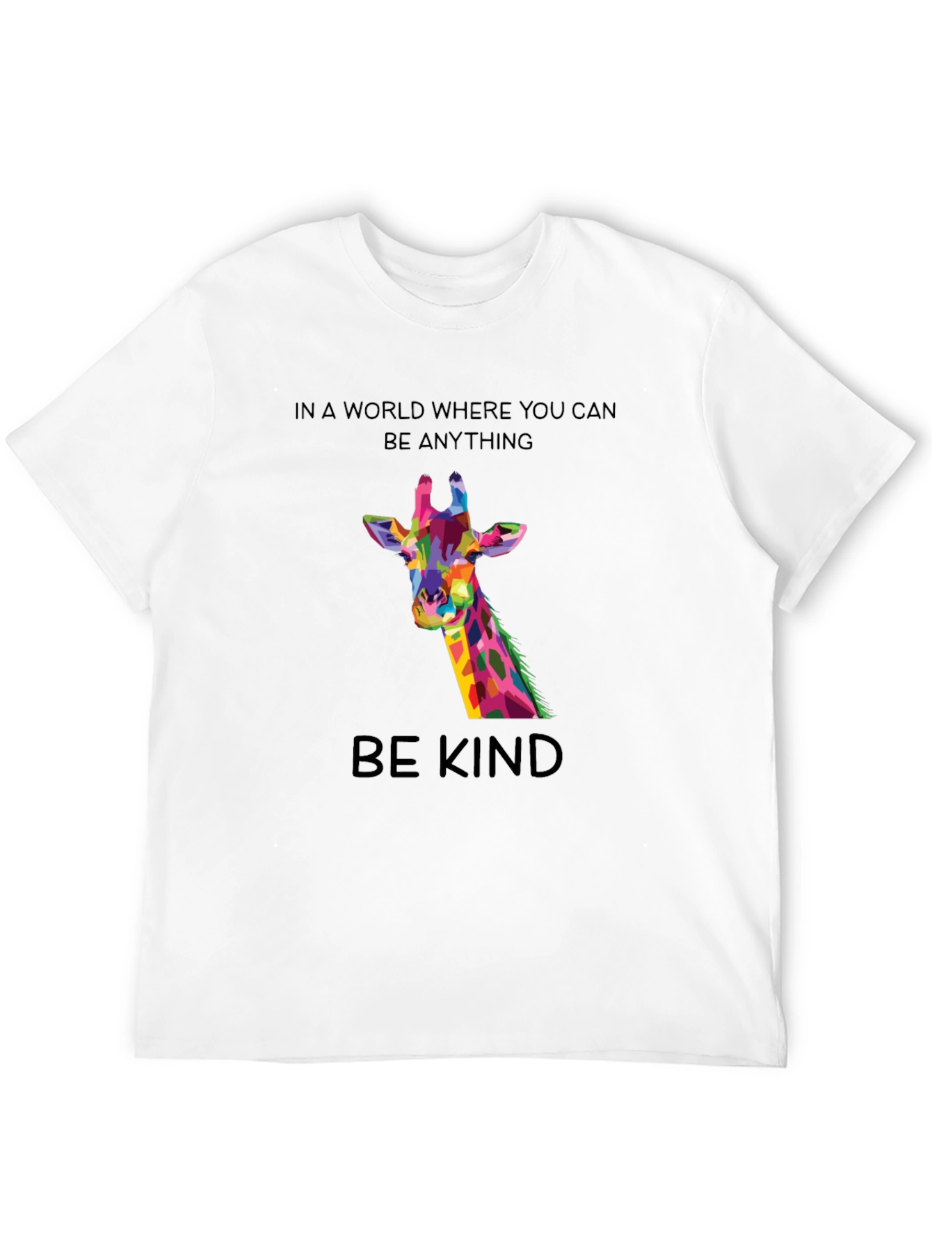 Black Be Kind Giraffe Tee - Unique Colorful Design view 12