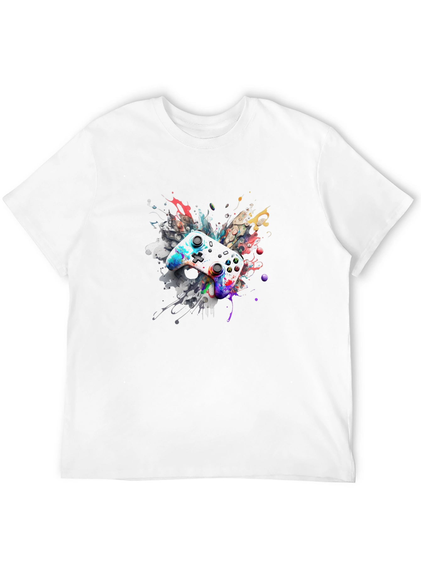 Black Colorful Gaming Controller T-Shirt view 12
