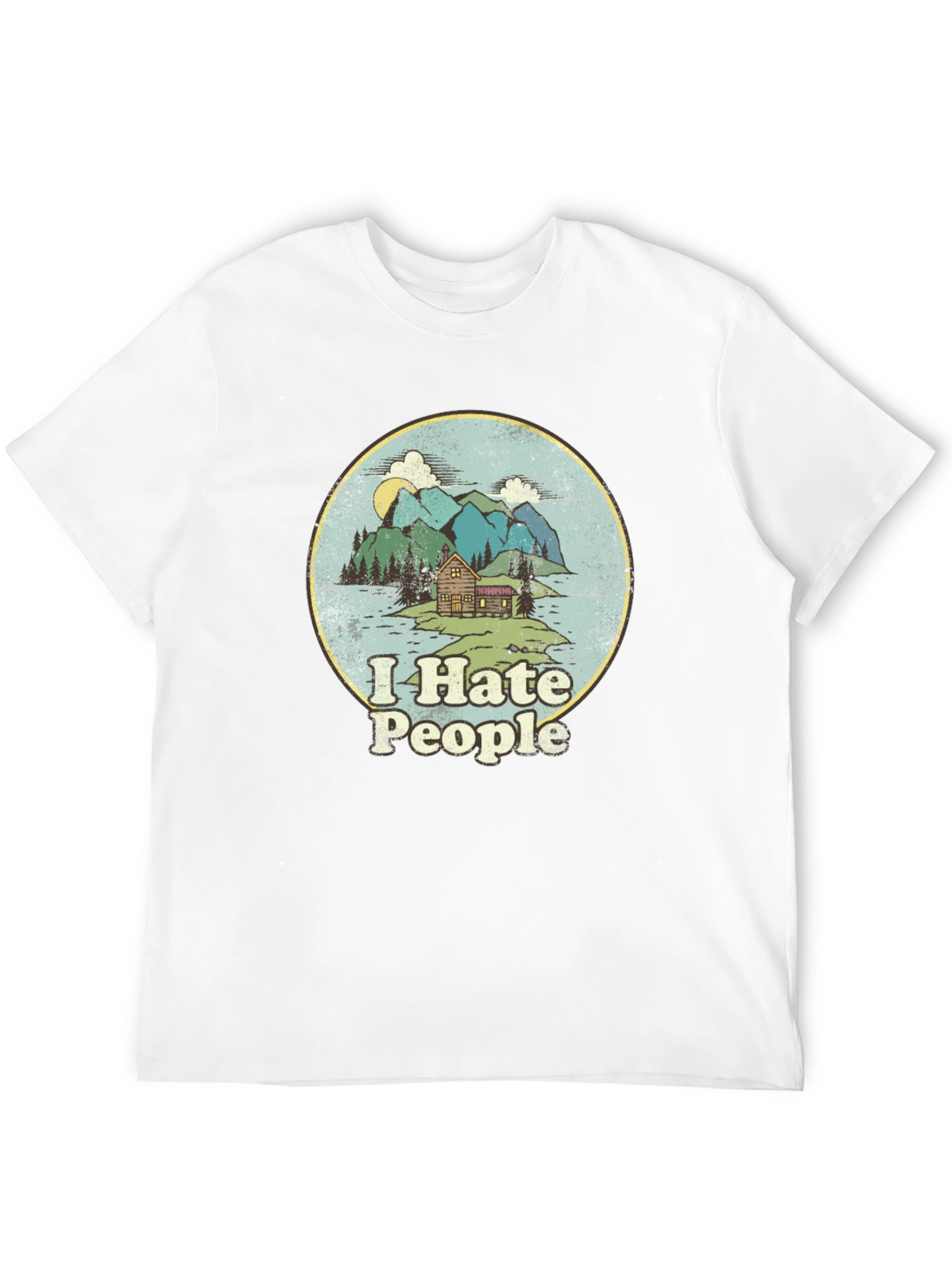 Black I Hate People T-Shirt - Cabin in the Mountains Graphic Tee view 12