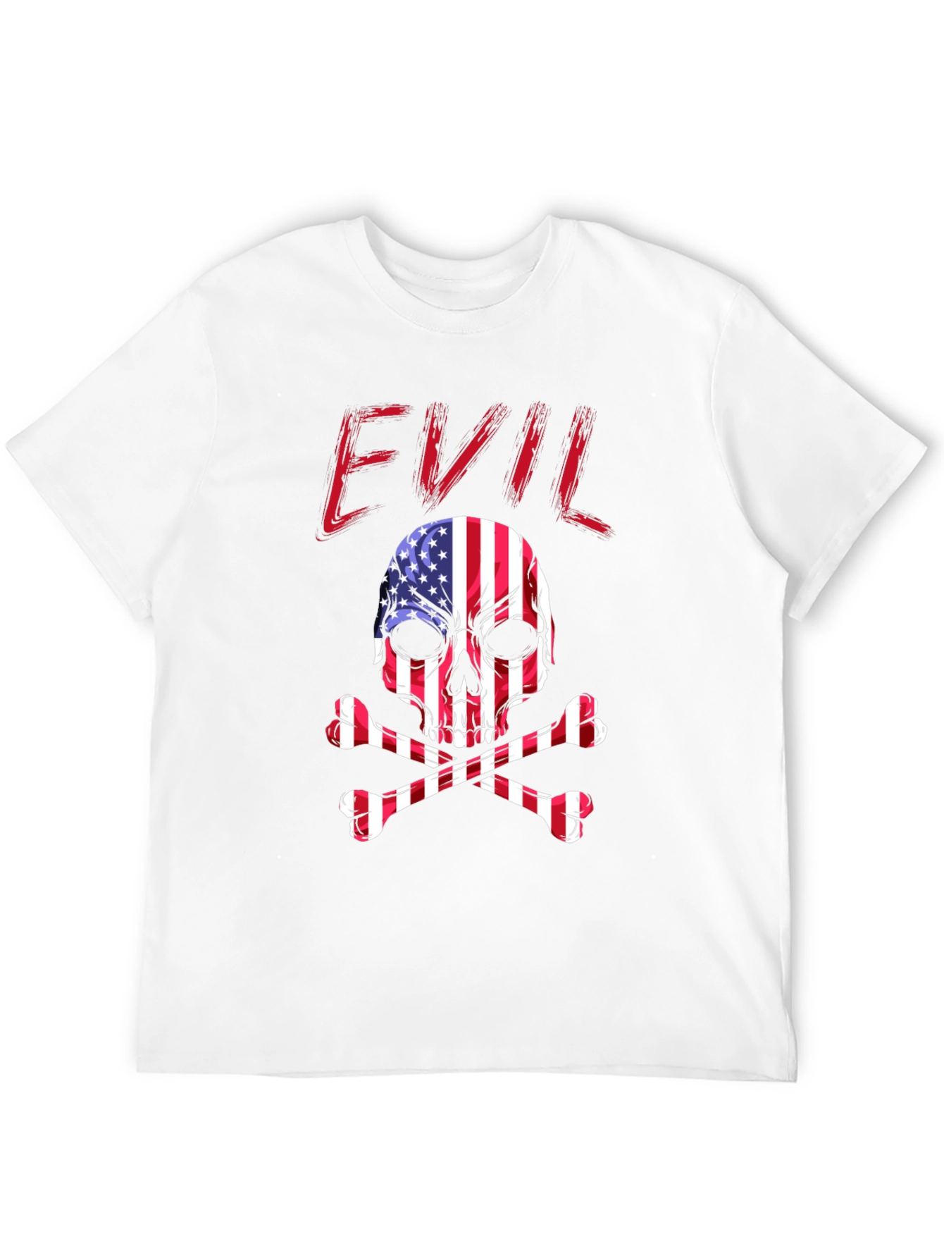Black Evil USA Flag Skull Graphic T-Shirt view 12