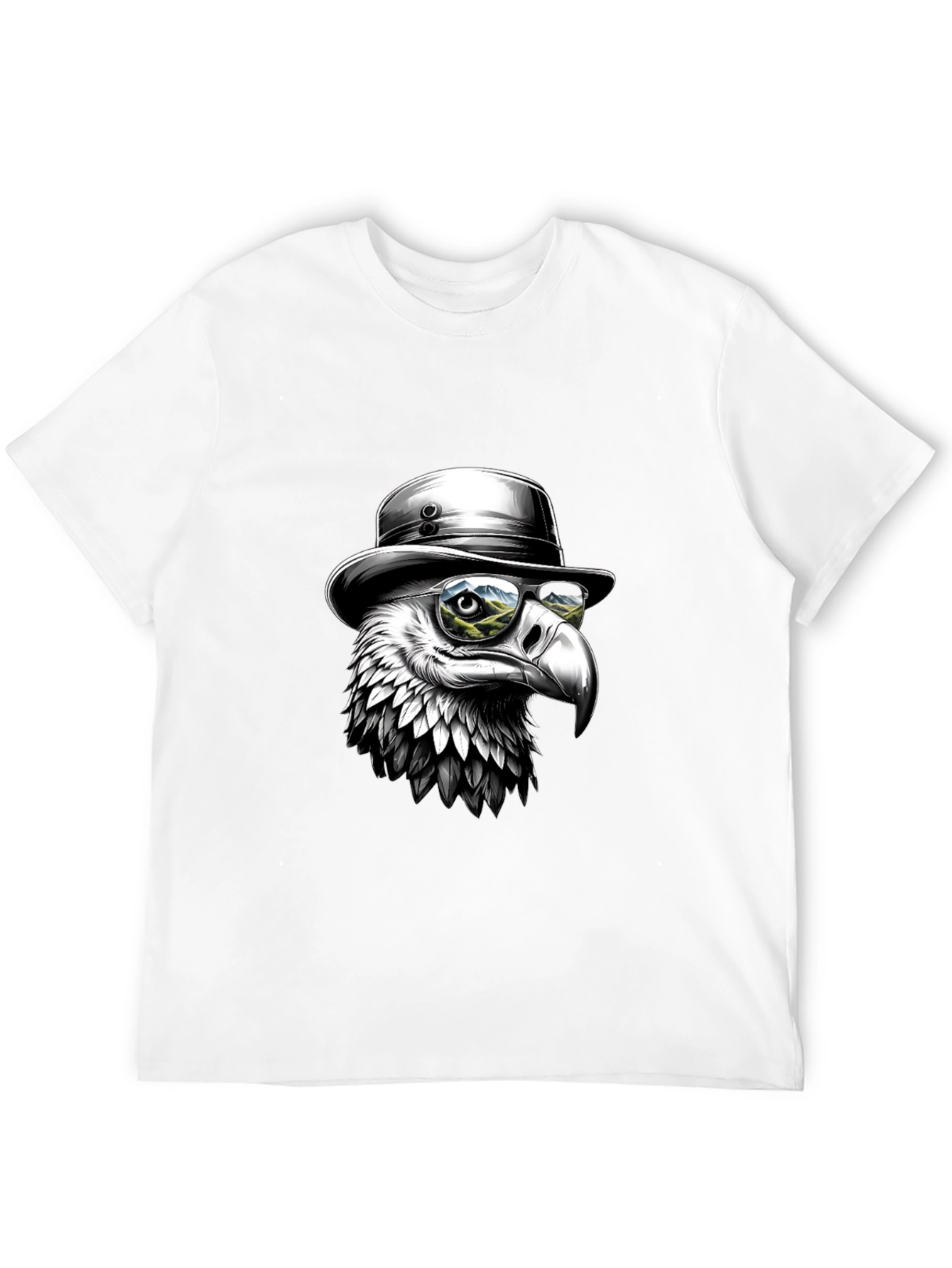 Black Cool Eagle T-Shirt - Bird with Hat & Glasses view 12