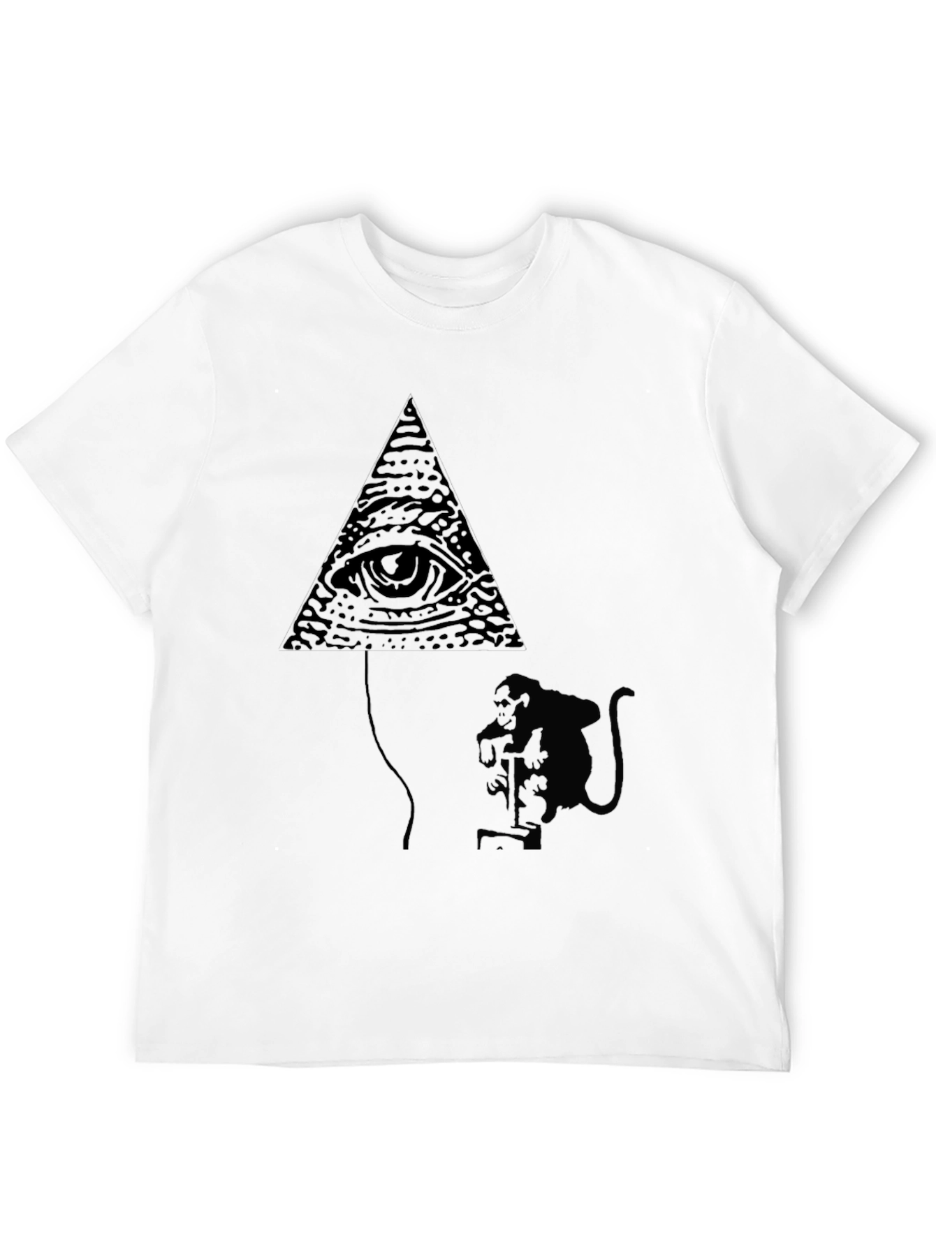 Black Illuminati Monkey Balloon Black T-Shirt view 12