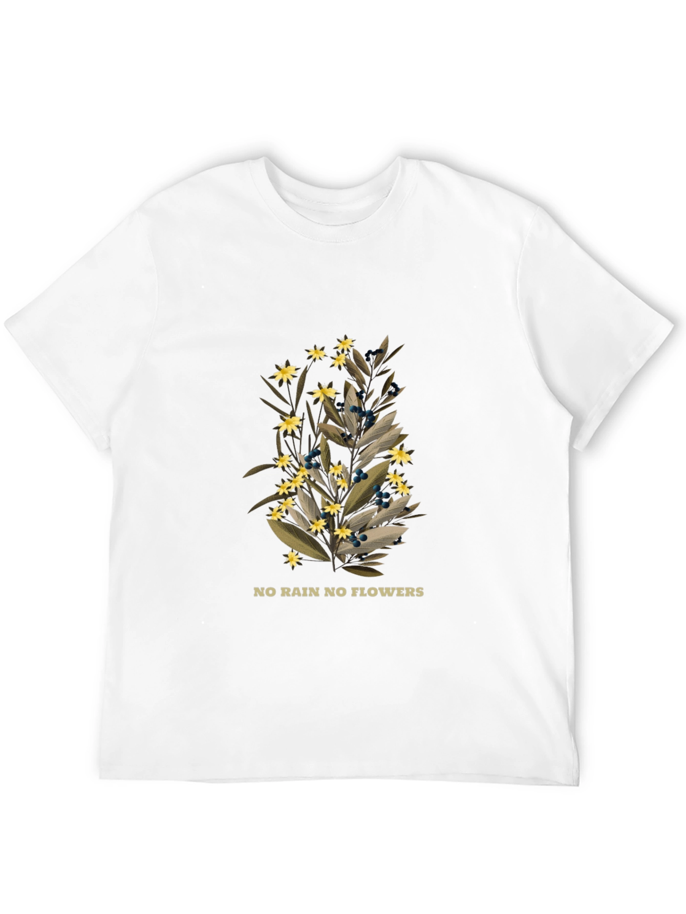 Black Botanical Black T-Shirt - No Rain No Flowers Graphic view 12