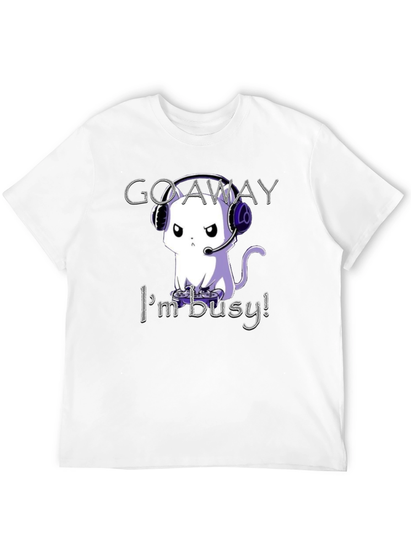 Black Gamer Cat T-Shirt - Go Away I'm Busy! view 12