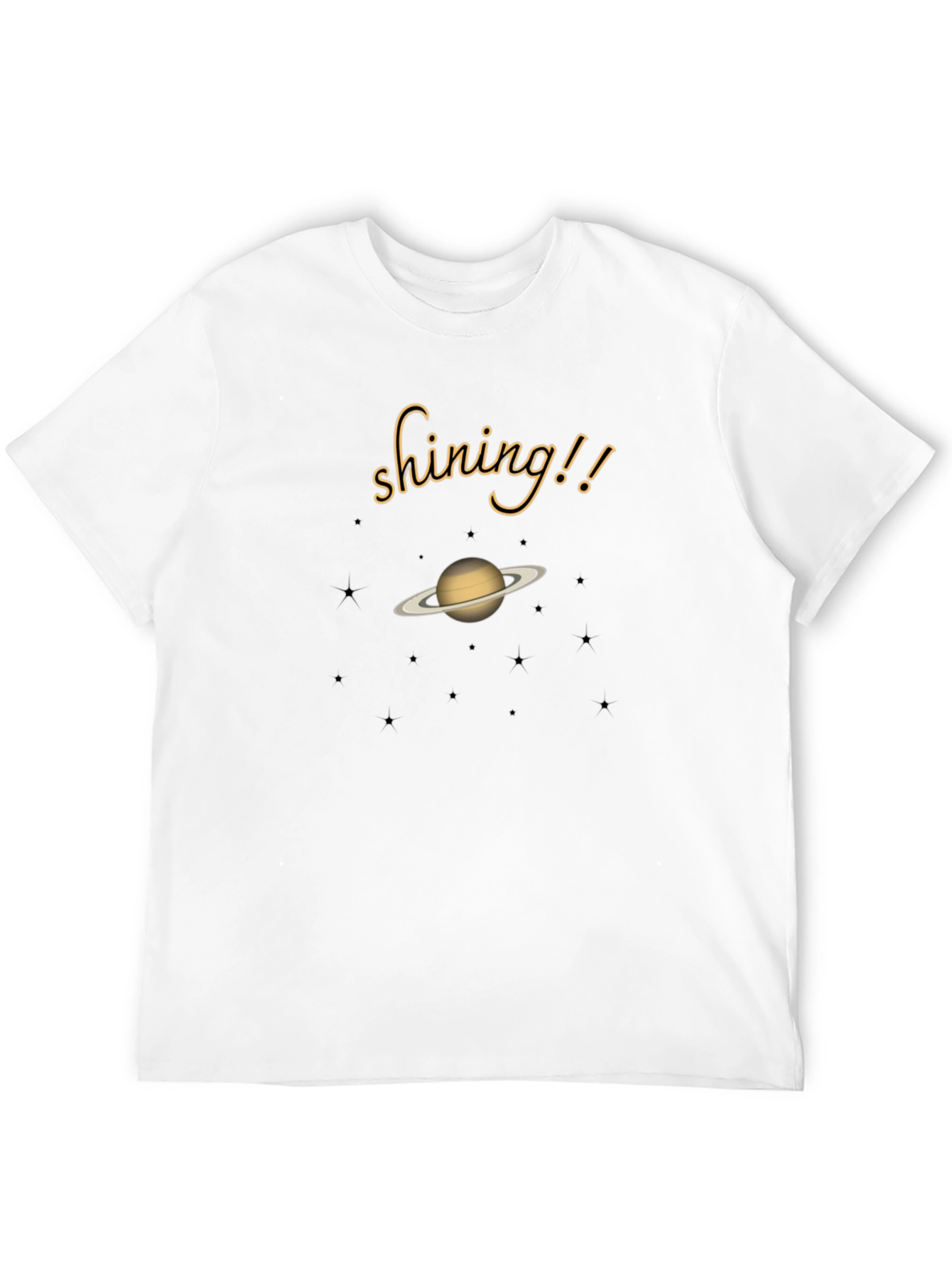 Black Shining Saturn Graphic Tee - Black Cotton T-Shirt view 12