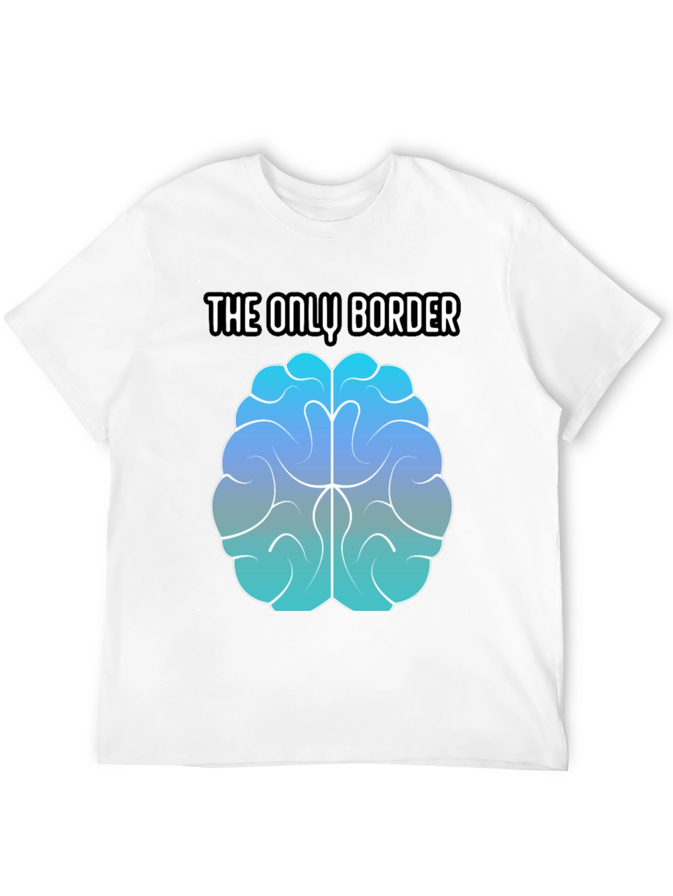 Black The Only Border Brain Graphic T-Shirt - Unisex Black Tee view 12