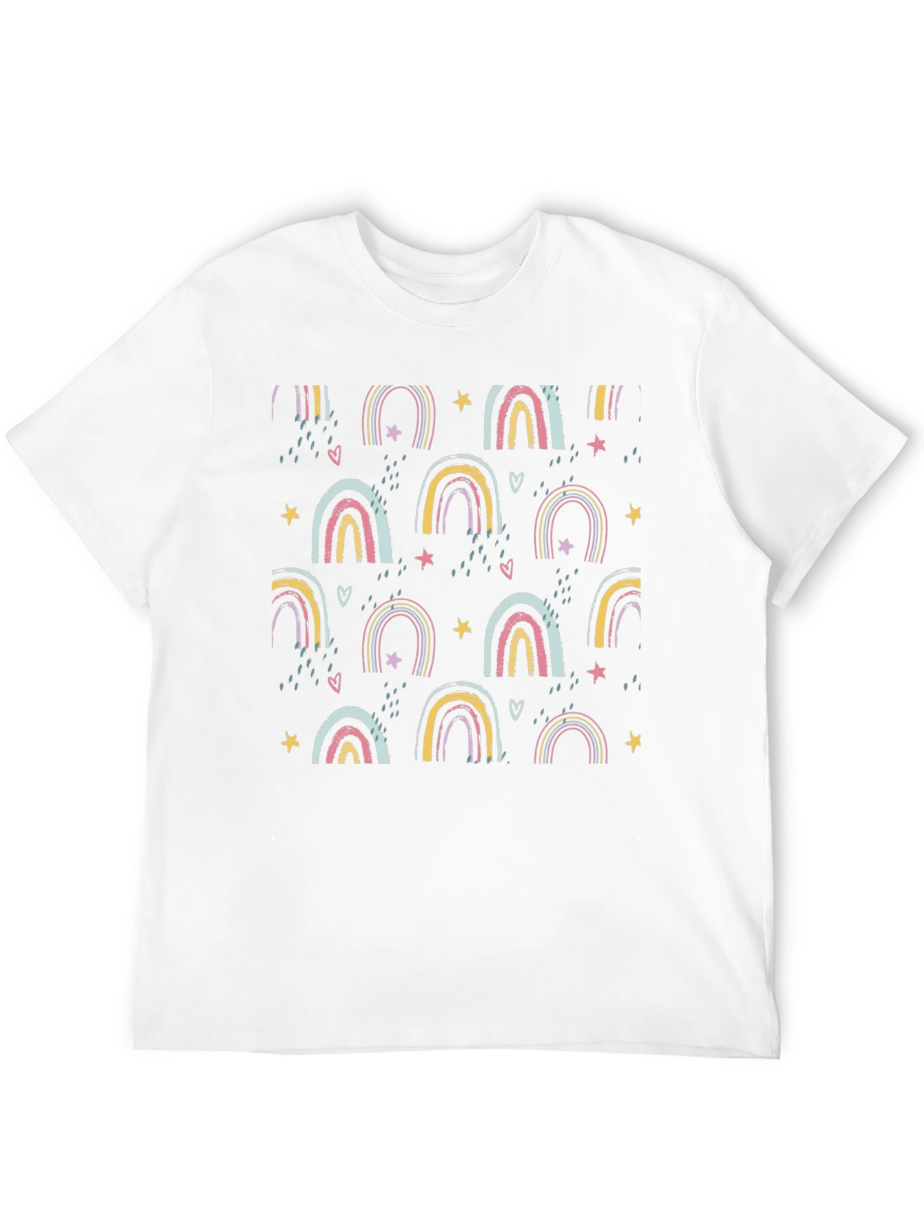 Black Rainbow Star Pattern Black T-Shirt view 12