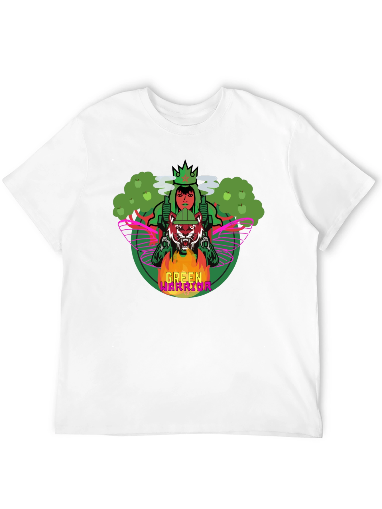 Black Green Warrior Graphic Print T-Shirt view 12