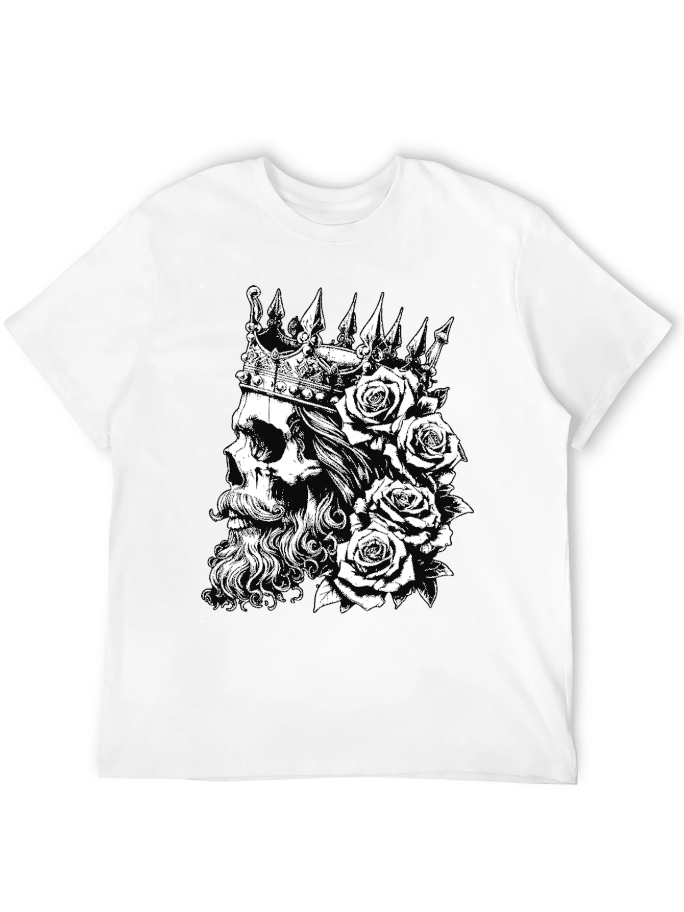 Black Skull King Rose T-Shirt - Black view 12