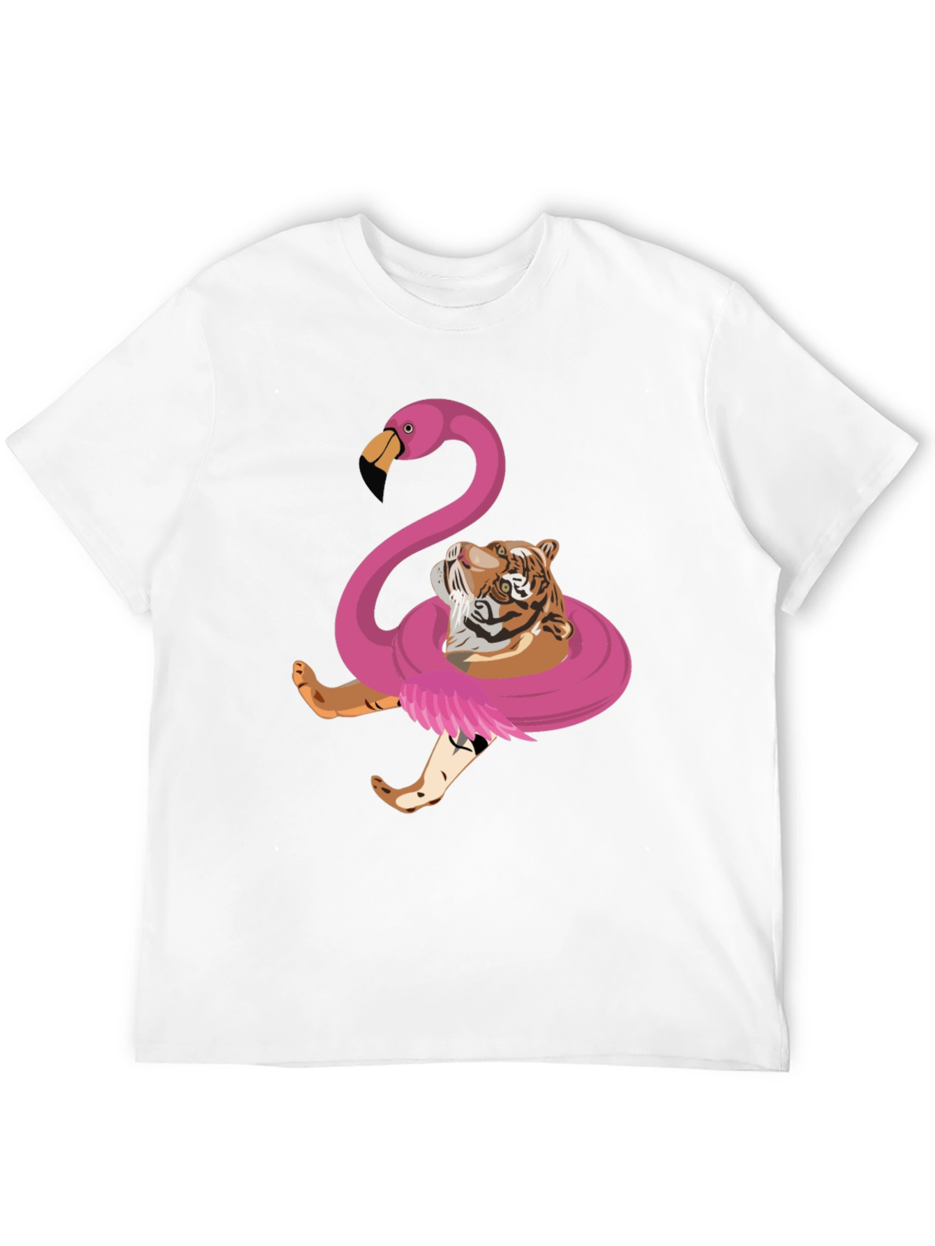 Black Tiger Flamingo Float T-Shirt - Quirky Animal Graphic Tee view 12