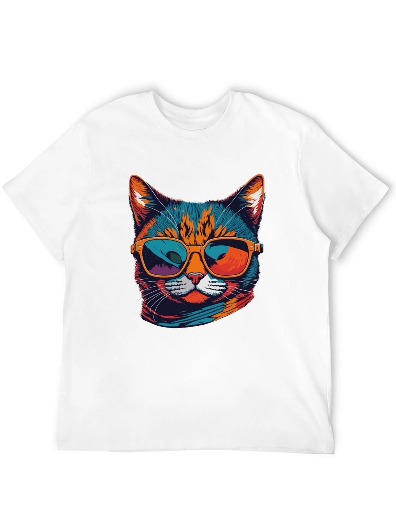 Black Cool Cat Graphic Tee - Unisex Black T-Shirt view 12