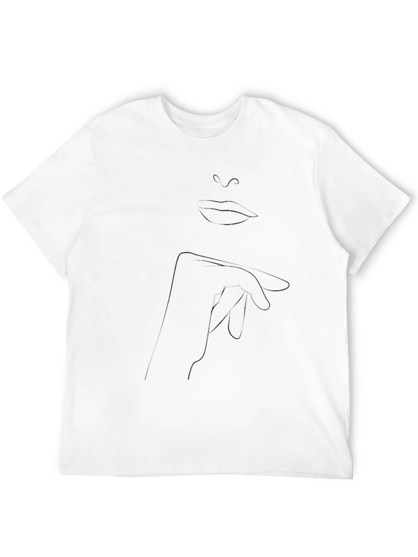 Black Minimalist Face Line Art Black T-Shirt view 12