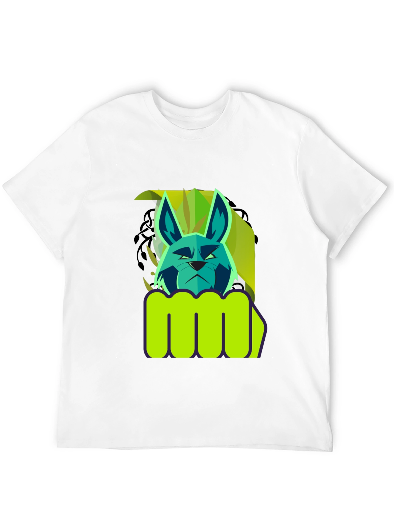 Black Cool Cat Fist Graphic Tee - Black Cotton Blend view 12