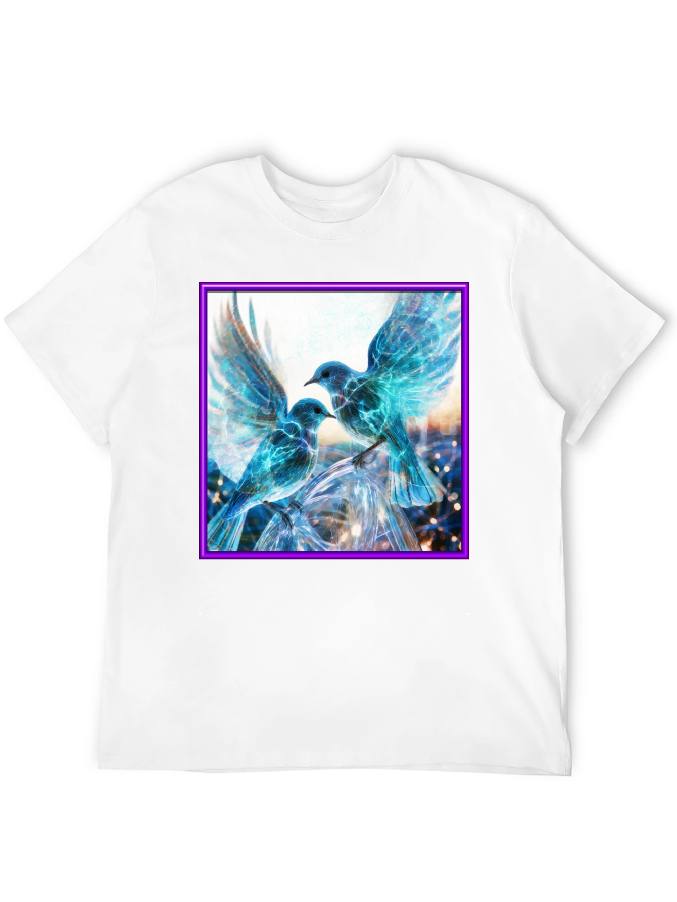 Black Electric Blue Bird T-Shirt view 12