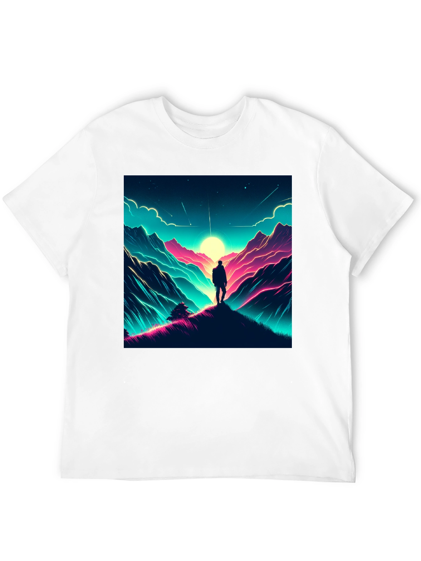 Black Neon Mountains Graphic Tee view 12