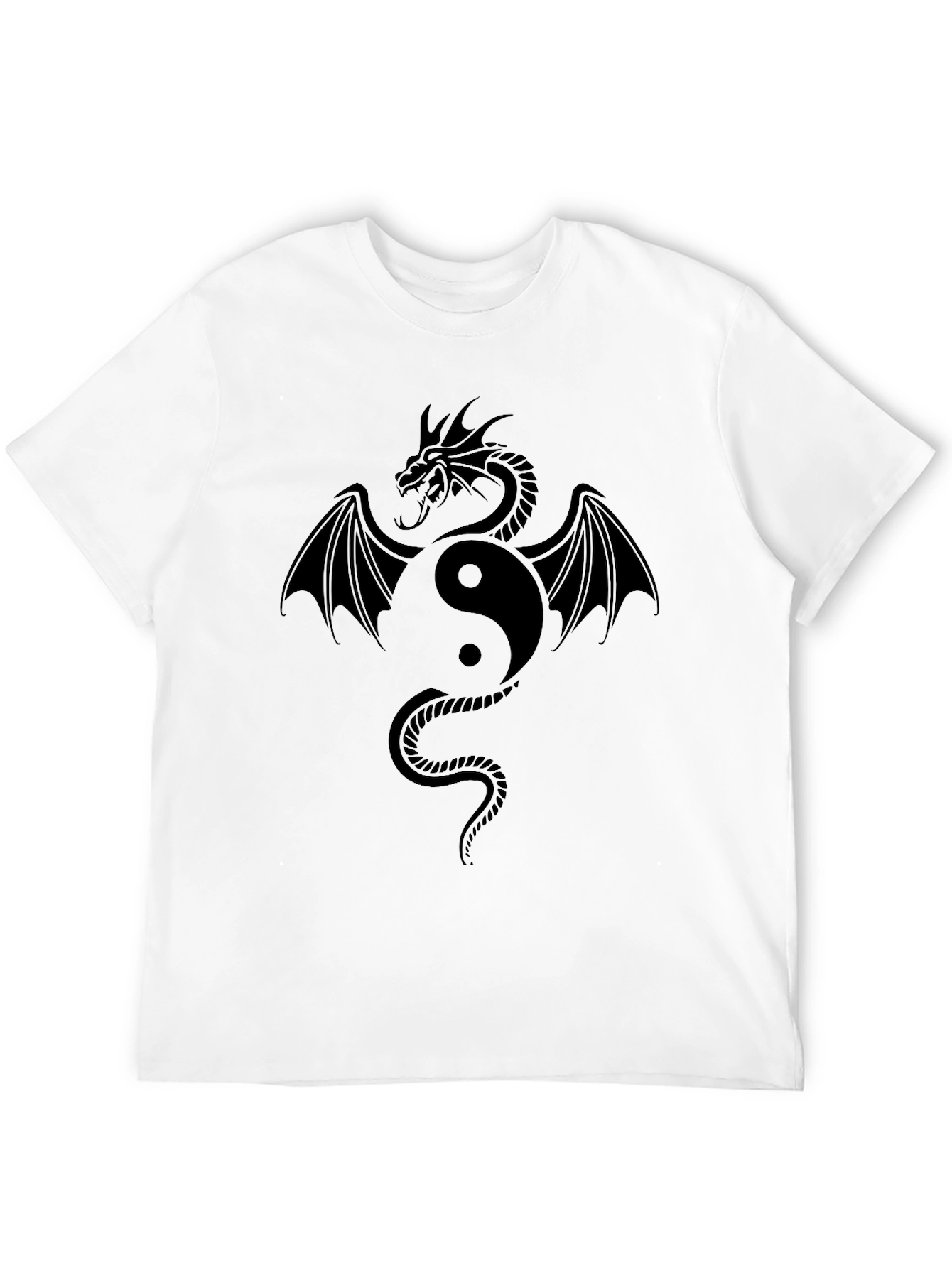 Black Yin Yang Dragon Graphic Tee - Stylish Black T-Shirt view 12