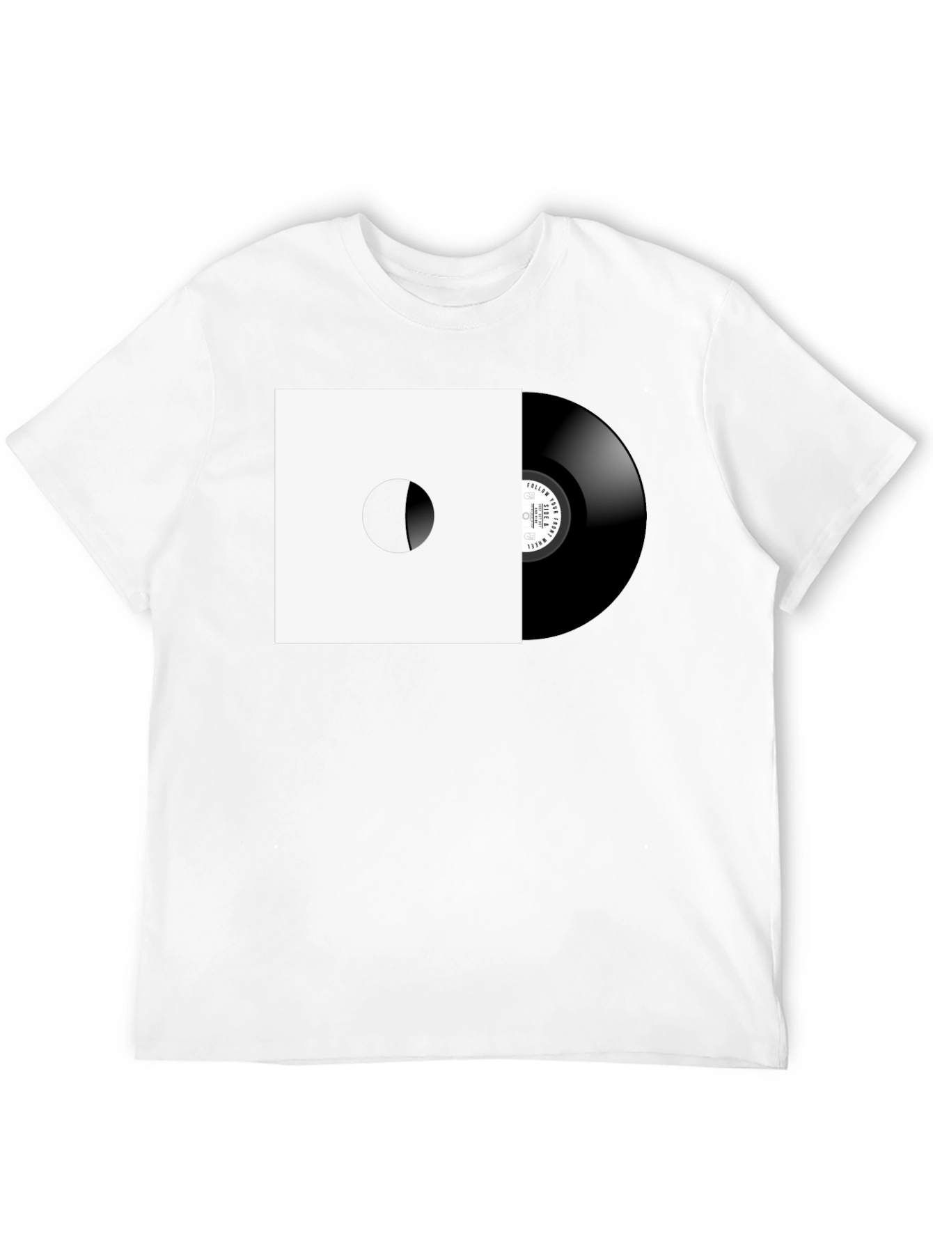 Black Retro Vinyl Record Graphic Tee - Black Cotton view 12