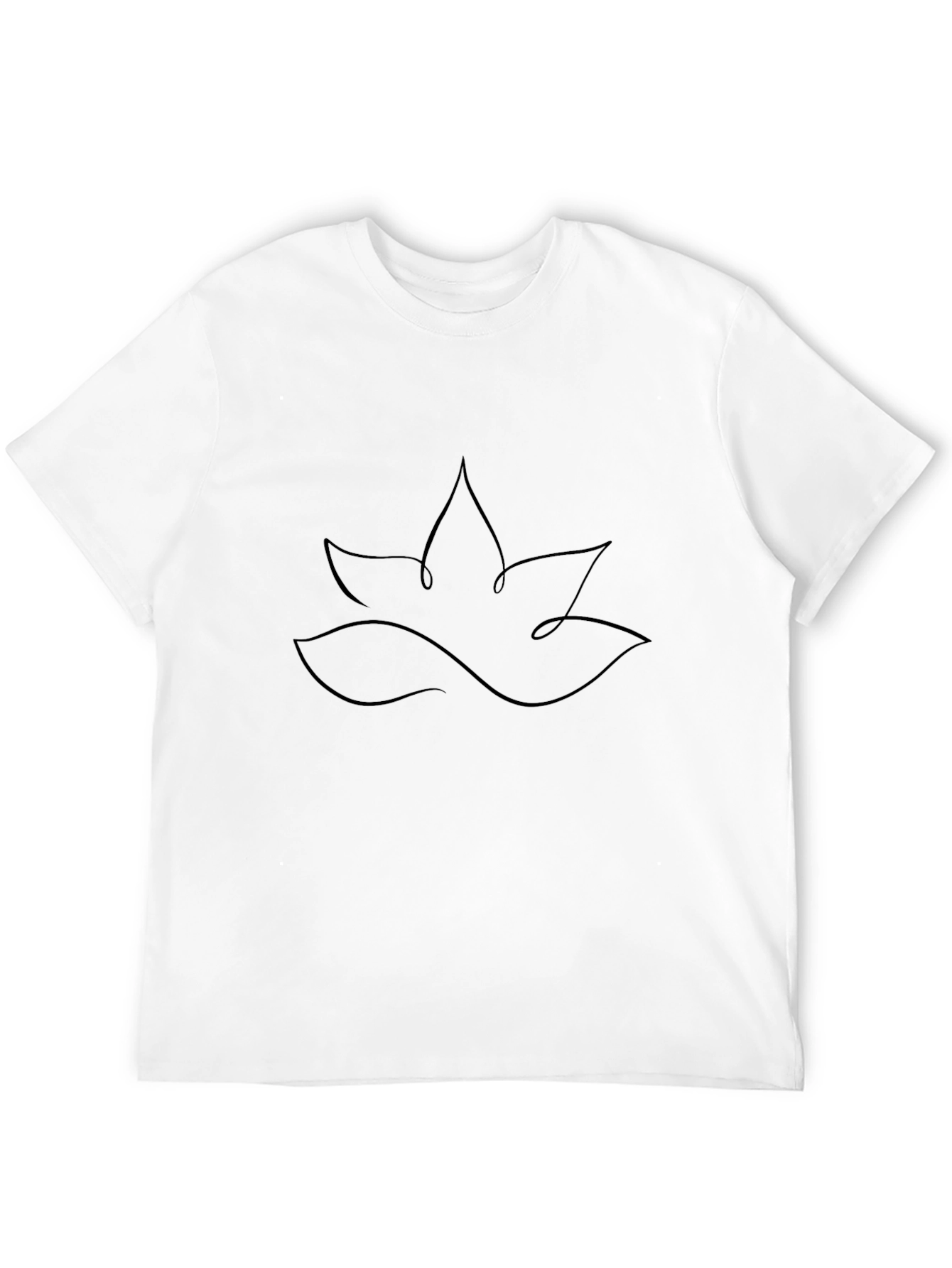 Black Minimalist Lotus Flower Black T-Shirt view 12