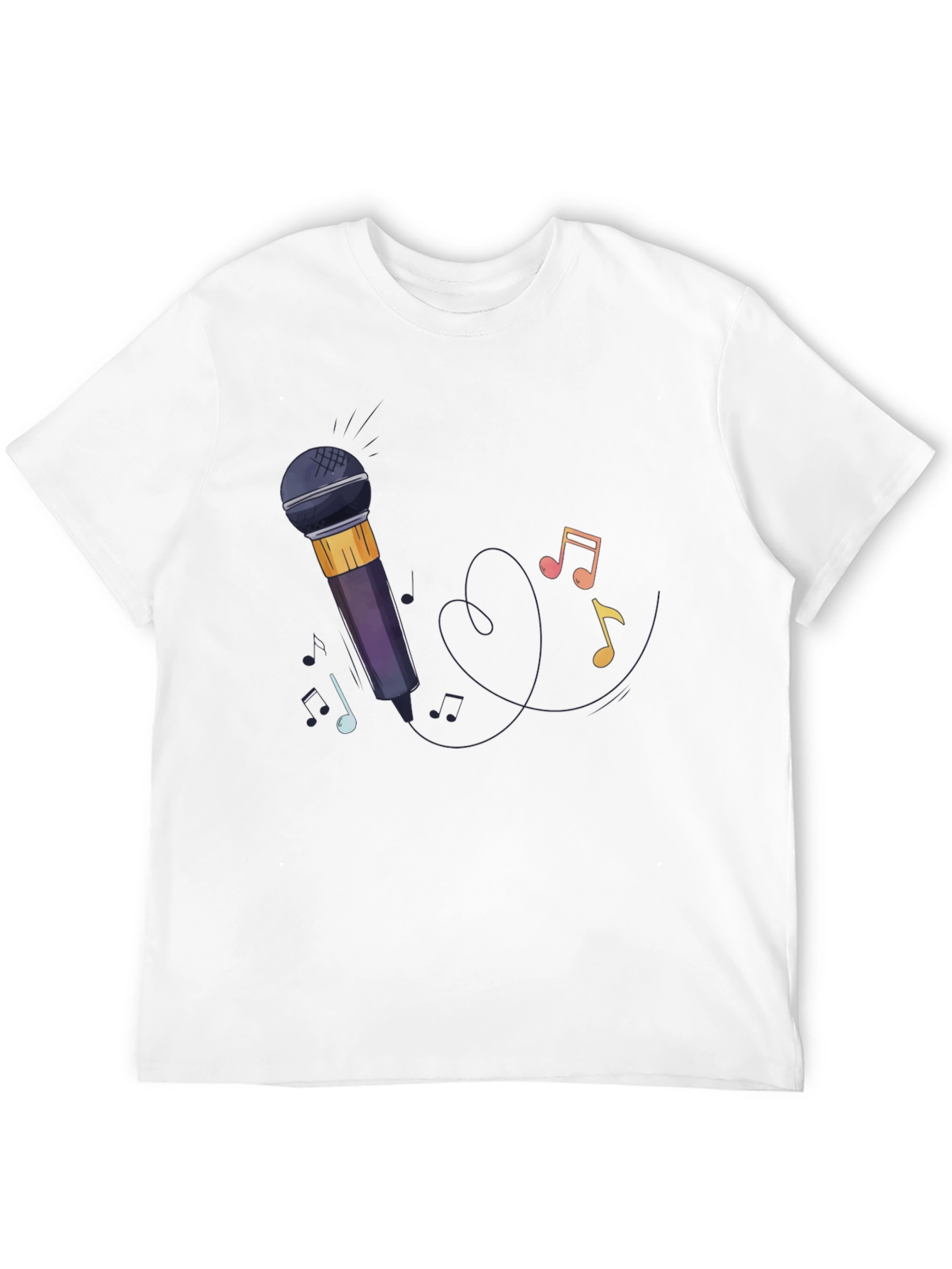 Black Microphone & Music Notes Graphic Tee view 12