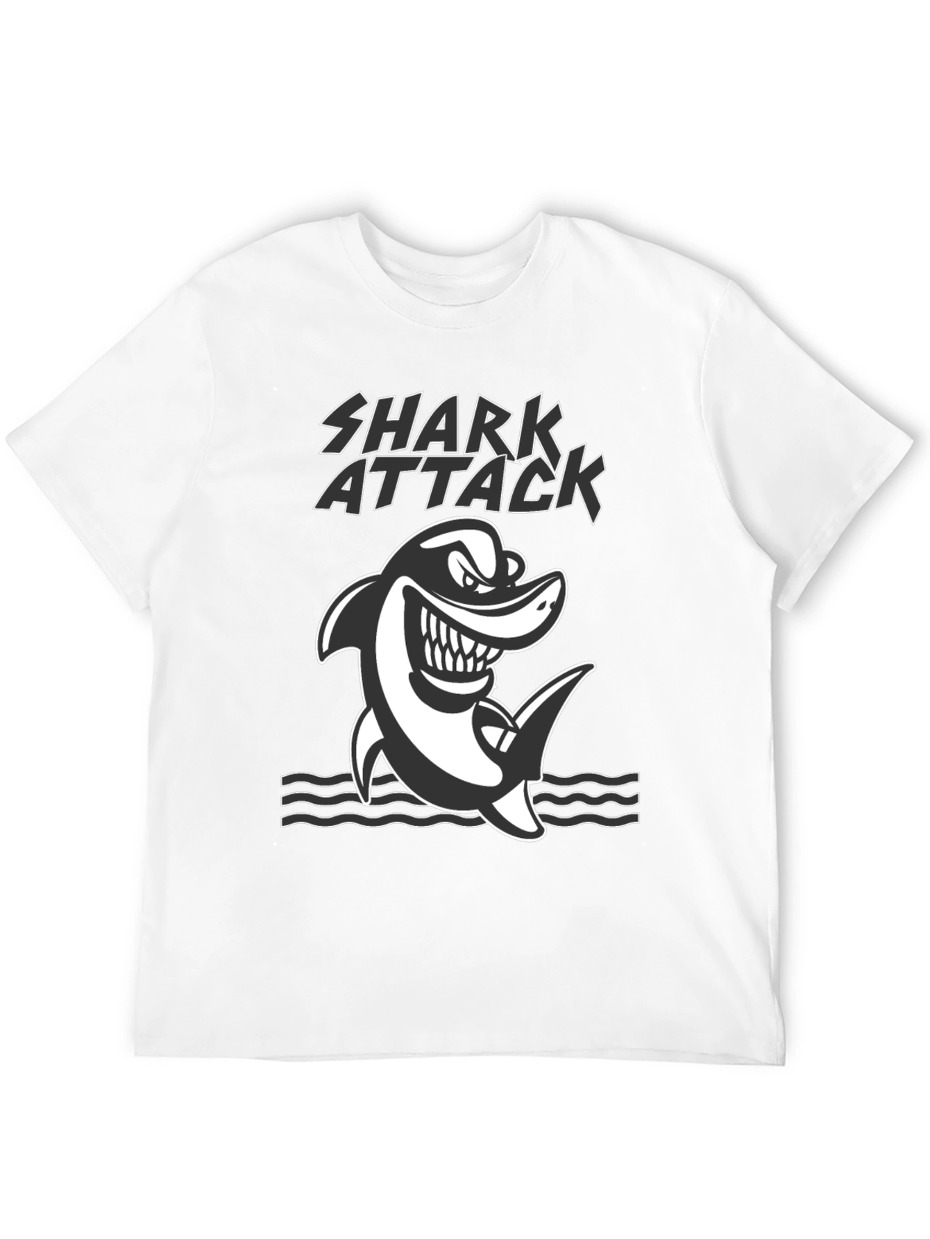 Black Shark Attack Graphic Tee - Black Cotton T-Shirt view 12