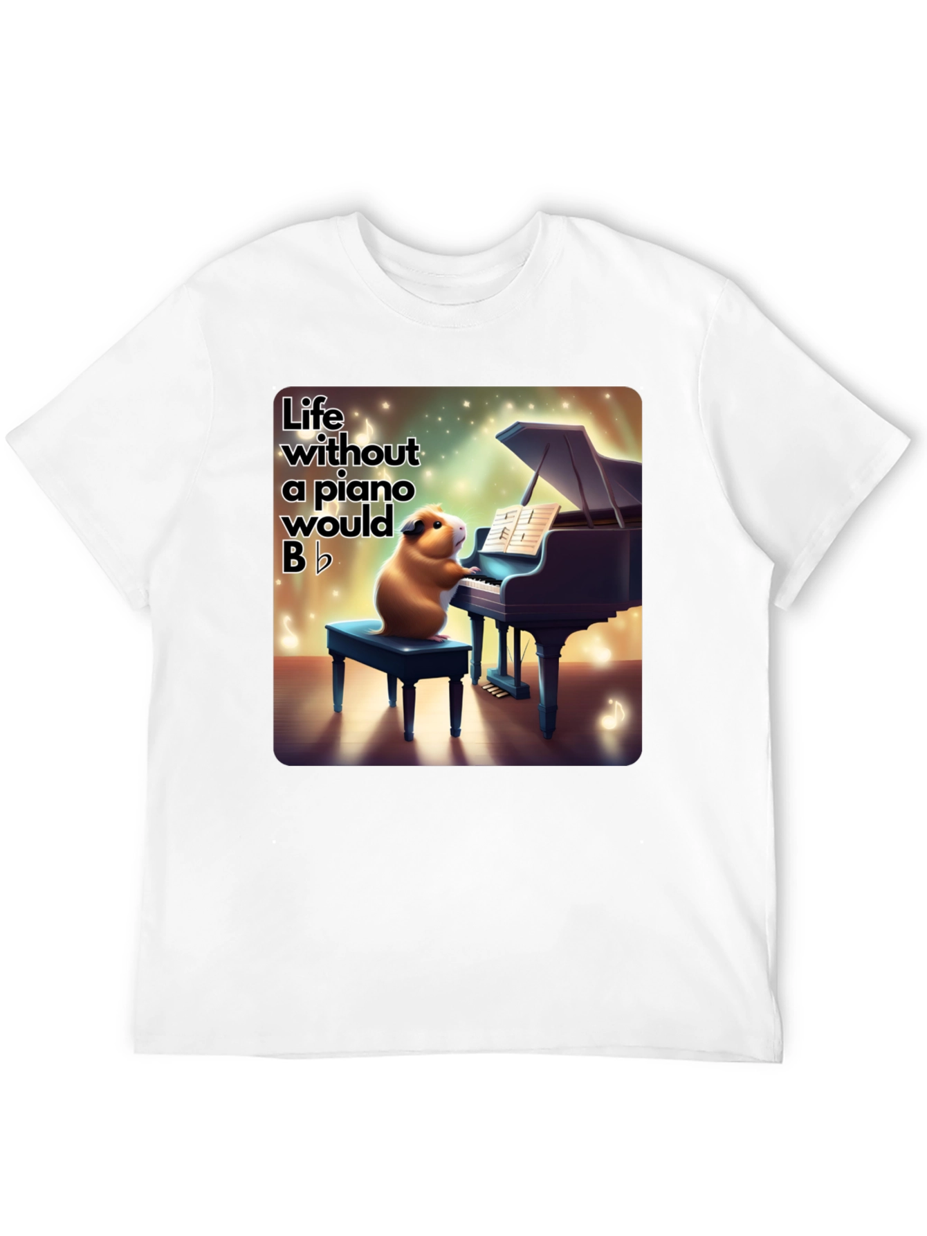 Black Piano Playing Guinea Pig Graphic Tee - Musical Humor view 12