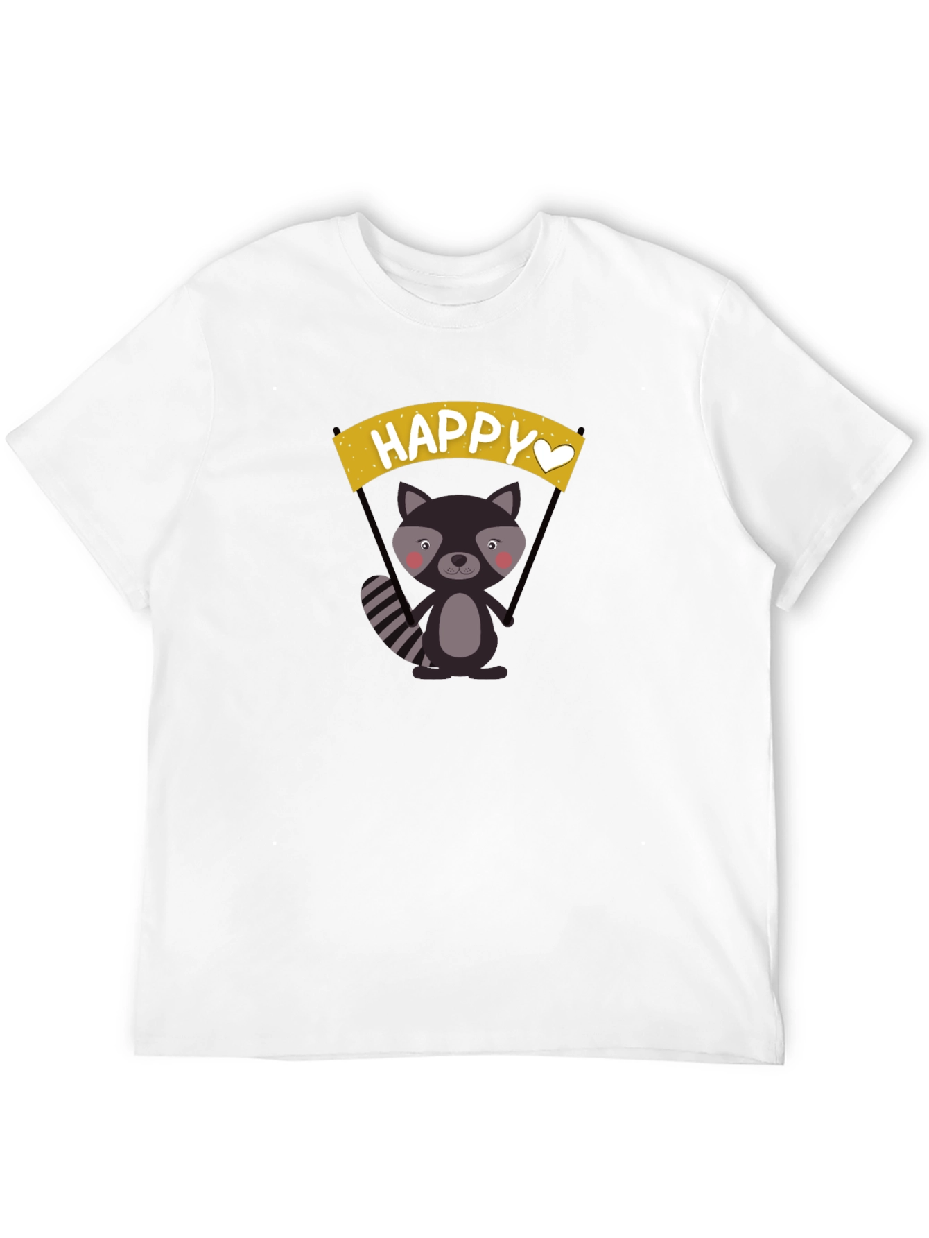 Black Happy Raccoon Graphic T-Shirt view 12
