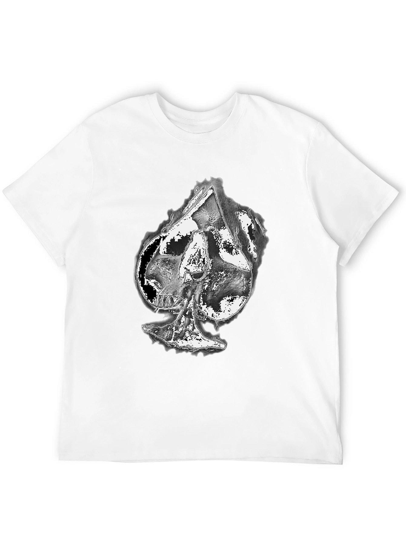 Black Skull Spade Graphic Print Black T-Shirt view 12