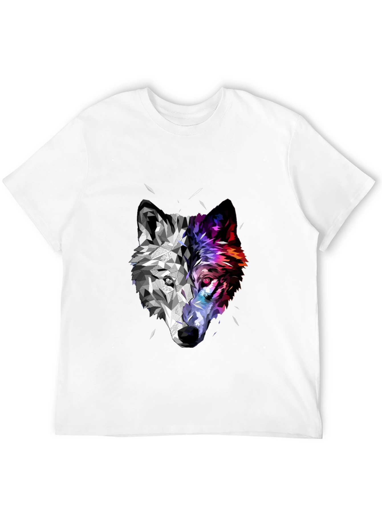 Black Geometric Wolf Head Graphic Black T-Shirt view 12
